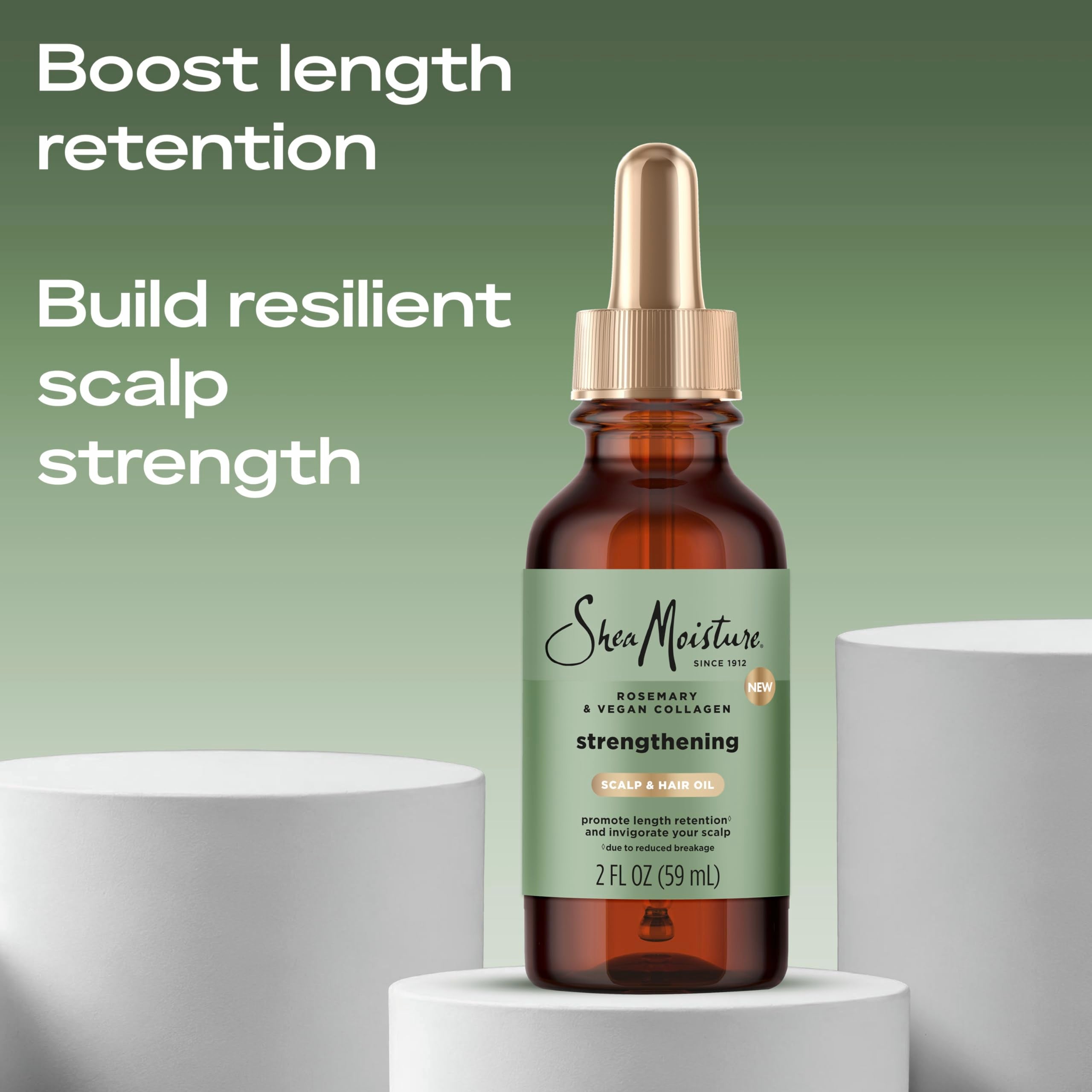 SheaMoisture Strengthening Scalp & Hair Oil Rosemary & Vegan Collagen to Promote Length Retention & Invigorate the Scalp, with S