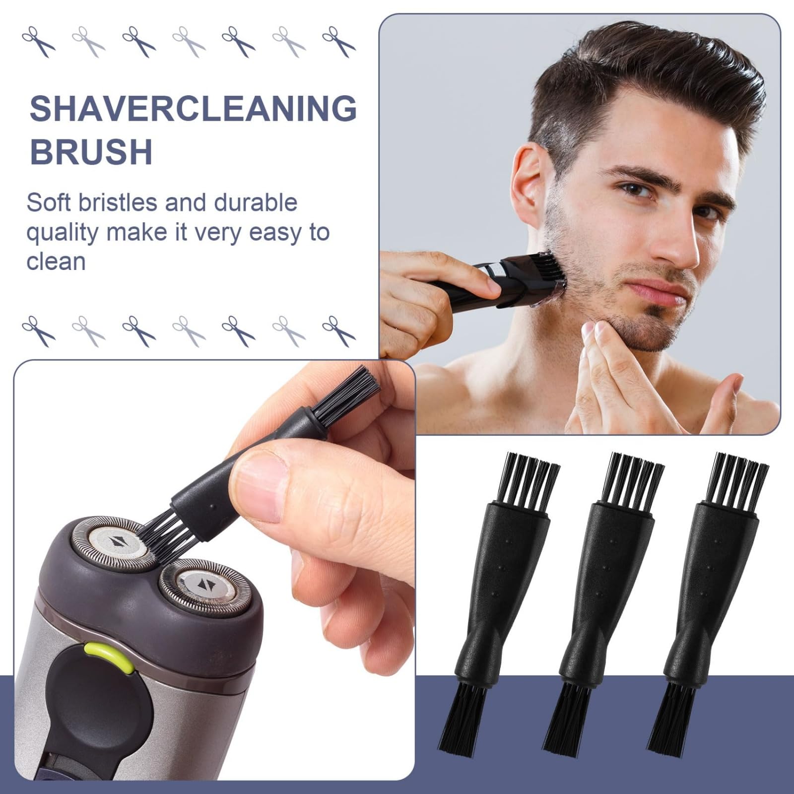 20 Pieces Shaver Brush Razor Cleaning Brush Electric Double Sided Trimmer Shaver Brush Cleaner Set Nylon Bristles Pp Handle