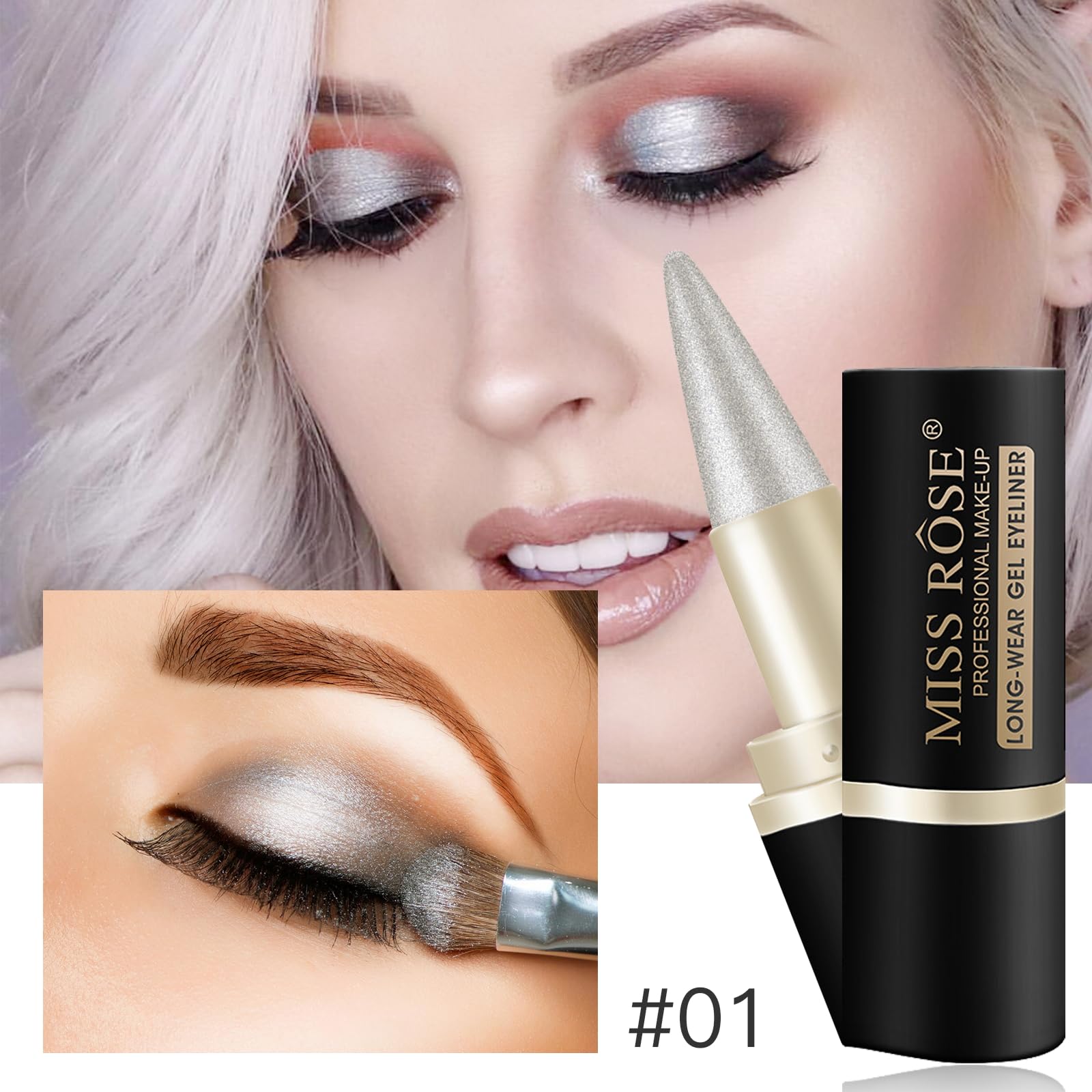 Lokfar 2 Pcs Gel Eyeliner Set, Cream Eyeliner Tool Smudge Proof Waterproof Eyeliner Pencil Shimmer Eye-Liner Pencil Tattoo Eyeli