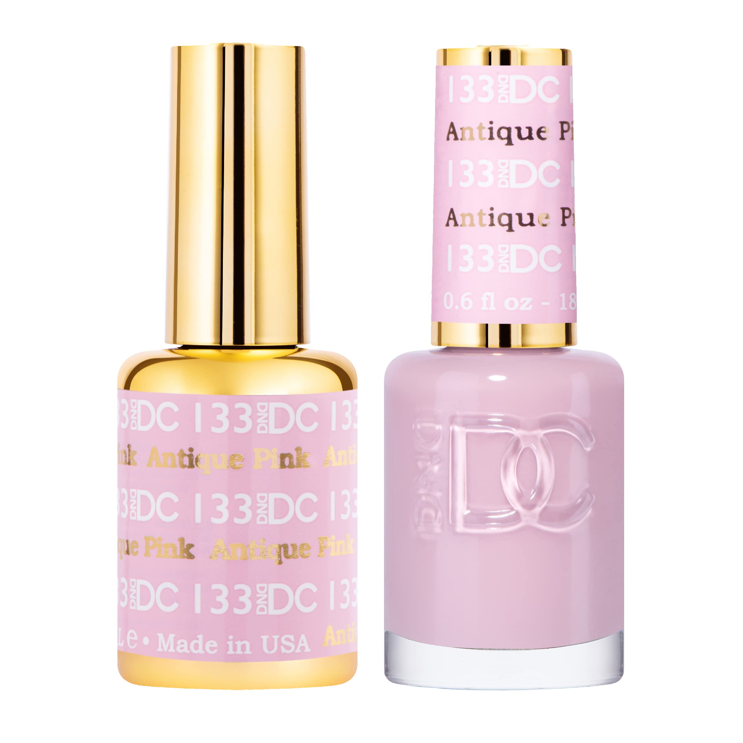DND DC Gel Polish Set, Pink Collection, UV/LED Gel Polish and Air Dry Nail Lacquer, Matching Chip-Free Polish Duo, 133 Antique P