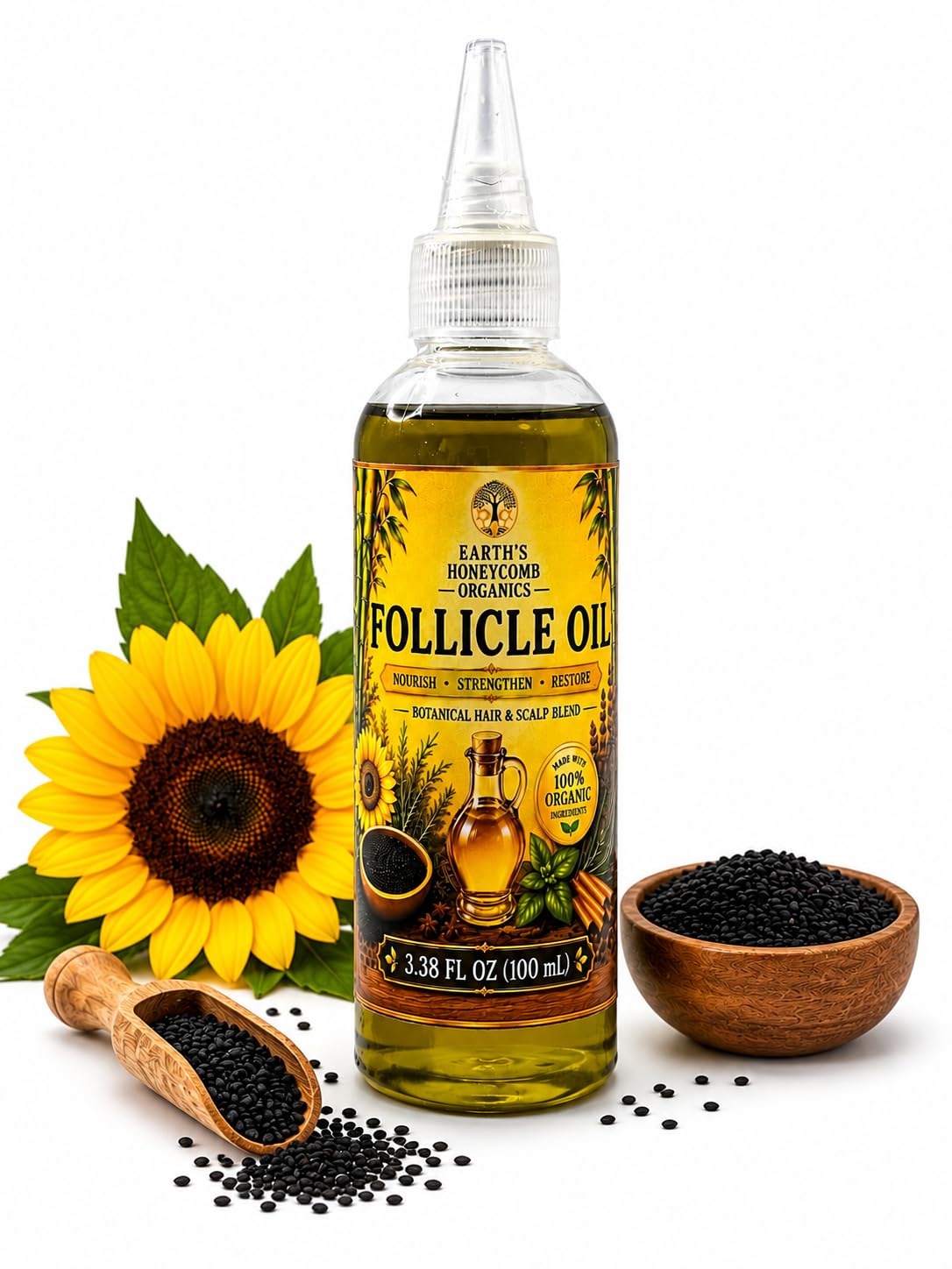 Earths Honeycomb Organics Follicle Oil, Hair & Scalp Blend, 100 mL