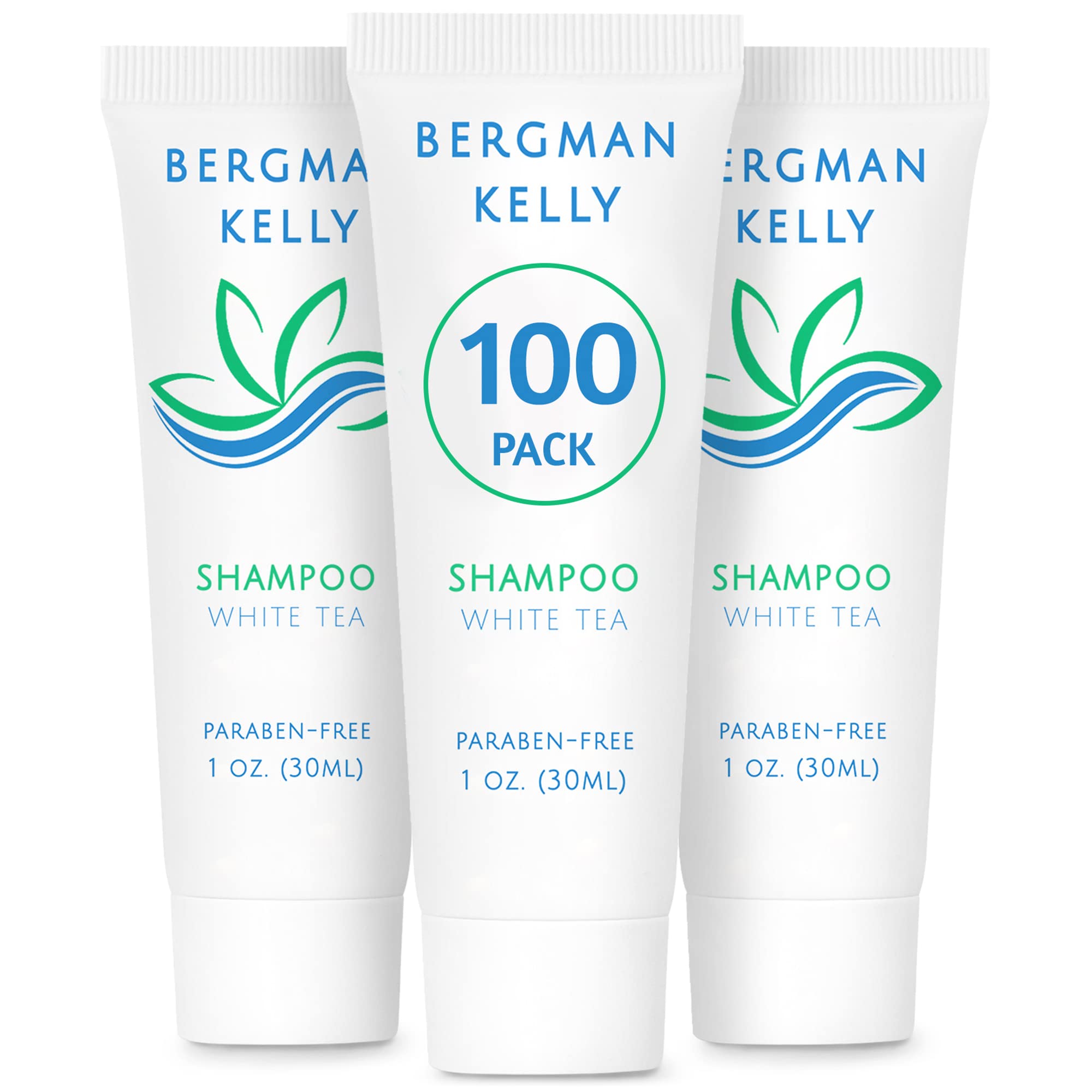 BERGMAN KELLY Travel Size Hotel Shampoo (1 fl oz, 100 PK, White Tea), Delight Your Guests with Revitalizing and Refreshing Shamp