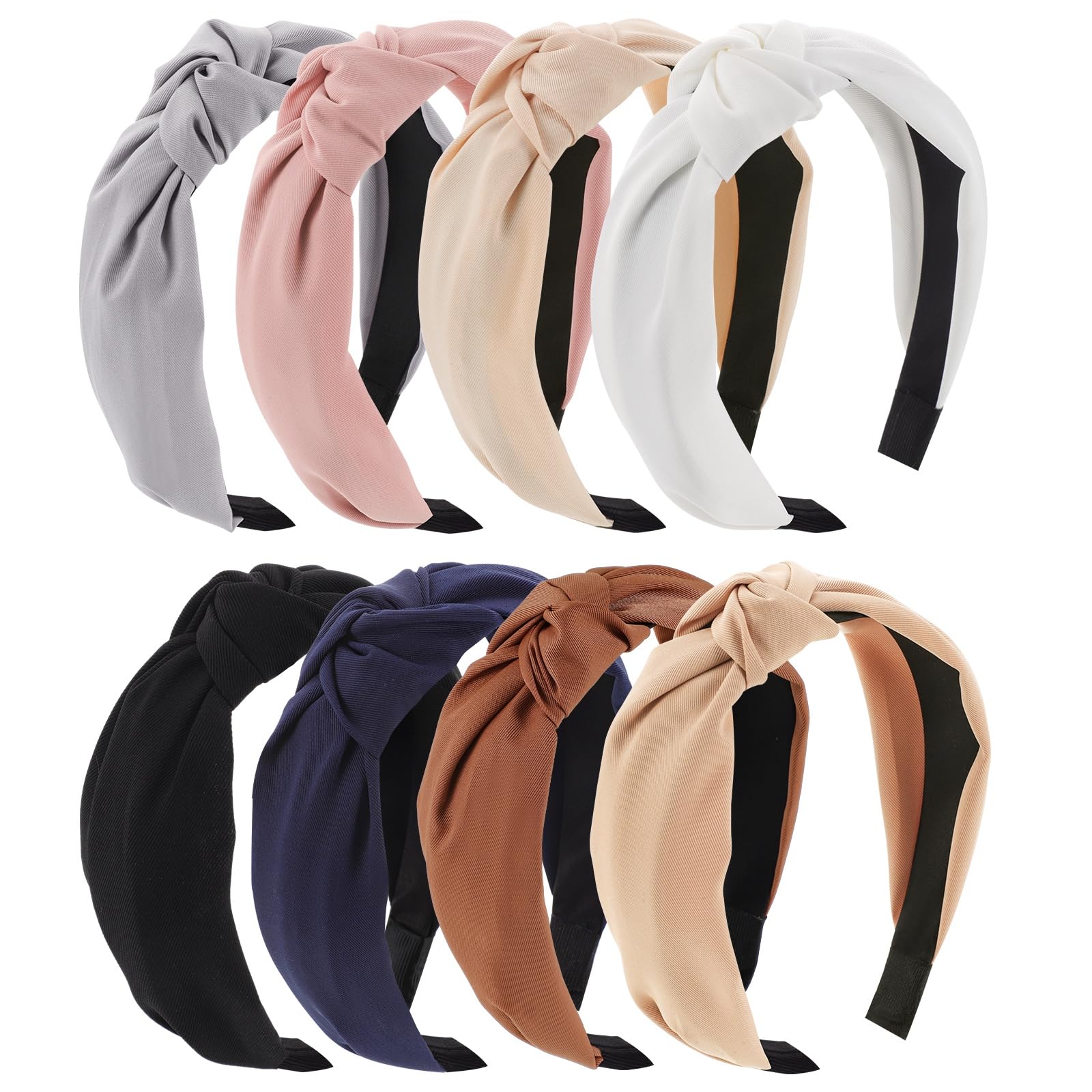 obeoby Headbands for Women, 8Pcs Knotted Headbands Fashion Women Hair Accessories Coffee Series Knotted Wide Headbands