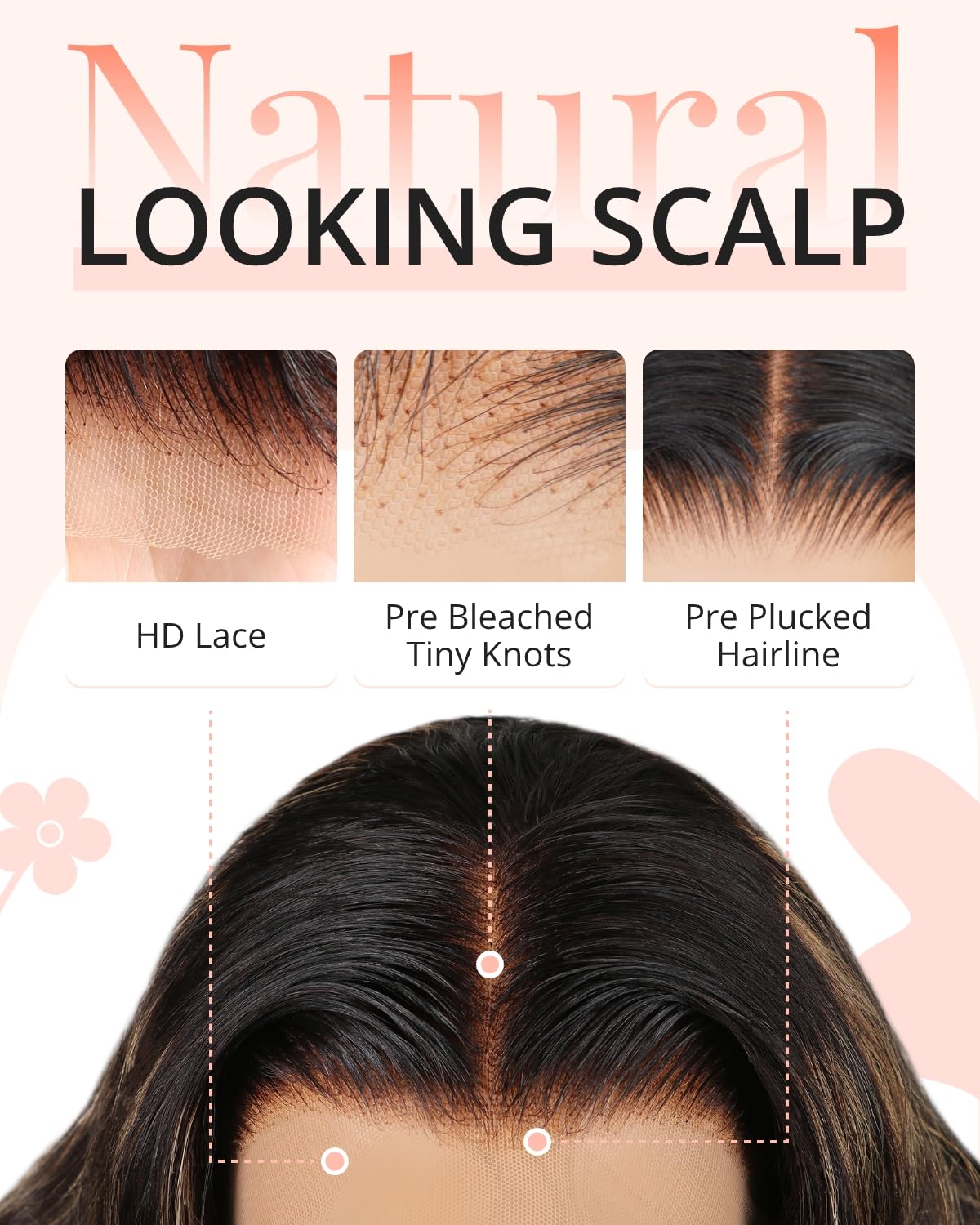 MEGALOOK Highlight Lace Front Wig Human Hair 200% Density Balayage Wig Human Hair 13x4 Ombre Lace Front Wig Human Hair Pre Pluck