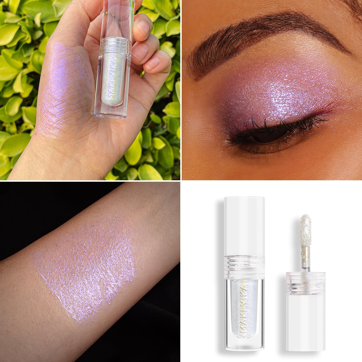 Maki Yika Glitter Eyeshadow Silver Multichrome Eyeshadows Long Lasting, Metallic Chameleon Eye Shadow Smudgeproof Holographic Ey