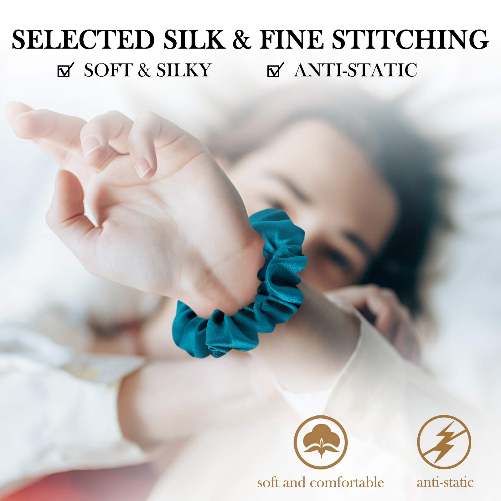 Sobonny Silk Scrunchies For Women Silk Hair Ties For Sleep And Night 100% Mulberry Silk Scrunchies For Hair Hair Accessories Fri