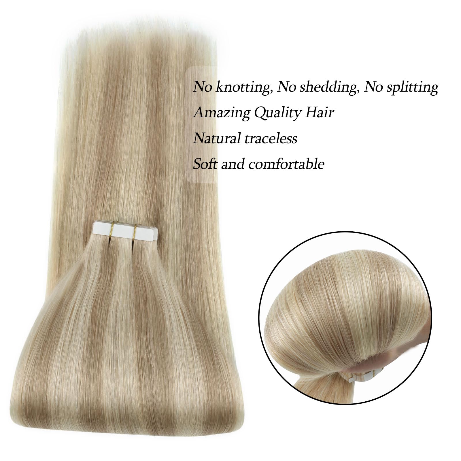 Abh Amazingbeauty Hair 18 Inch Tape In Hair Extensions Human Hair Honey Blonde Highlighted Medium Blonde Hair Extensions Real Hu