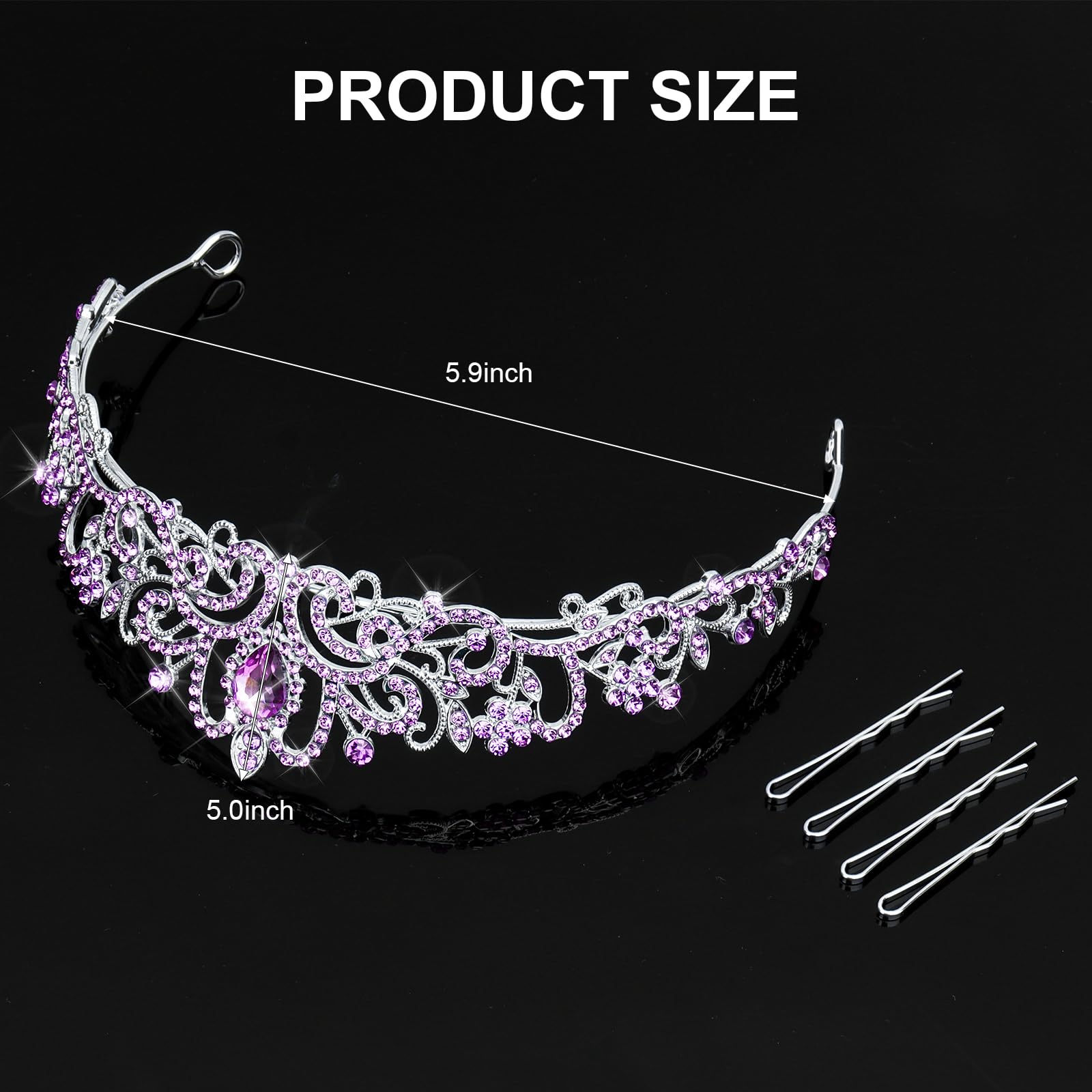 Cieher Purple Crown Purple Tiara Prom Crowns For Women Purple Queen Crown Princess Crown For Girls Luxury Rhinestone Purple Crow