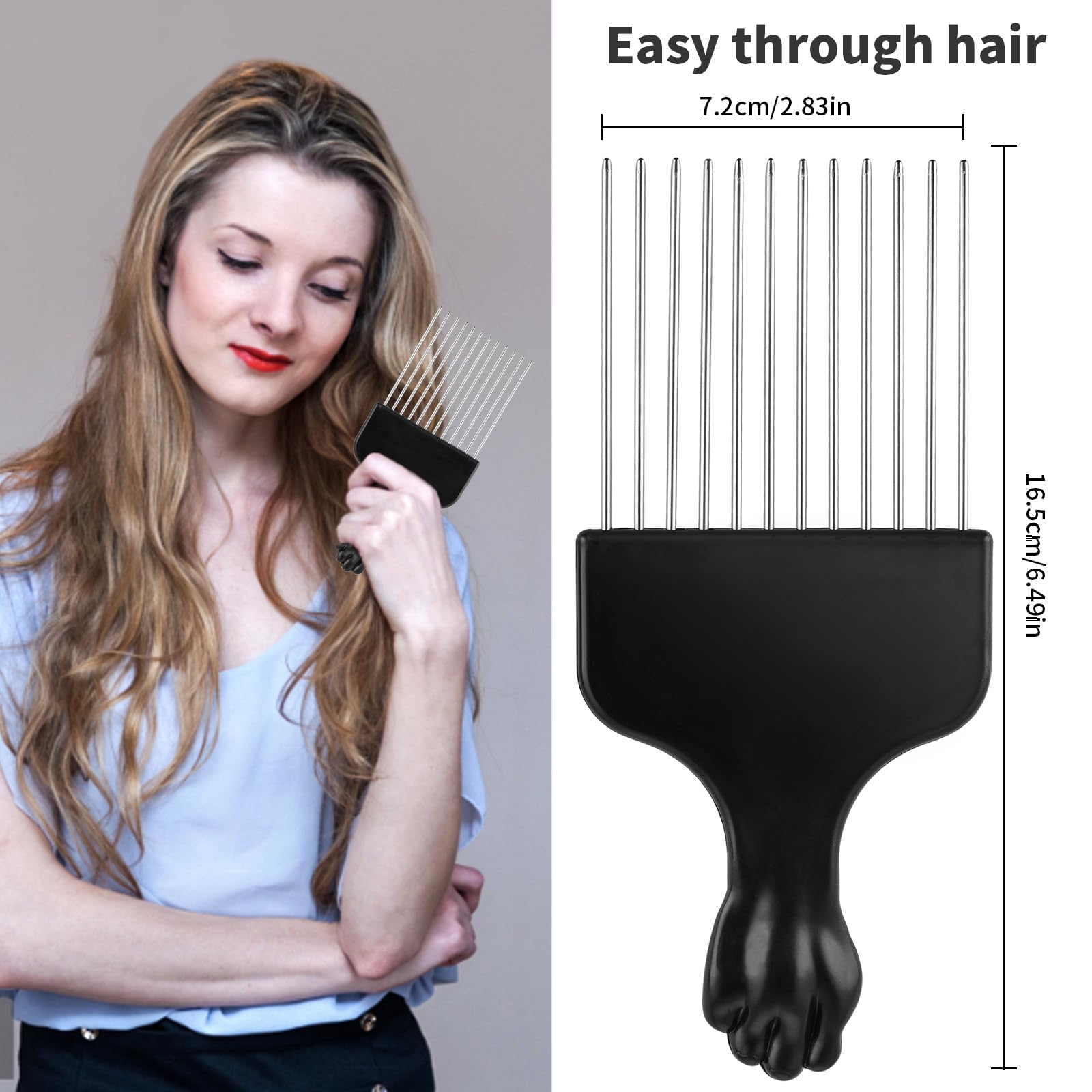Lusofie 2Pcs Metal Hair Comb Picks For Black Curly Hairstyling - Afro Pick For Men And Women