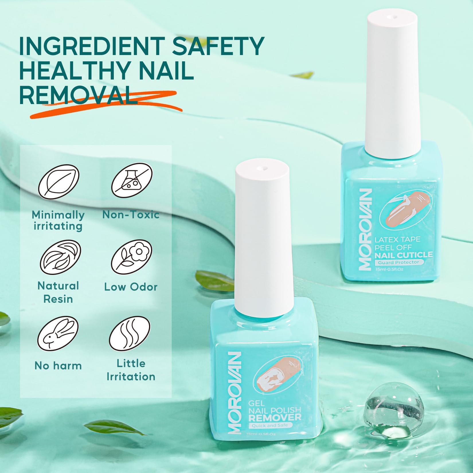Morovan Gel Nail Polish Remover Kit: Gel Polish Remover For Nails With Liquid Latex Tape Peel Off Nail Strengthener Cuticle Push