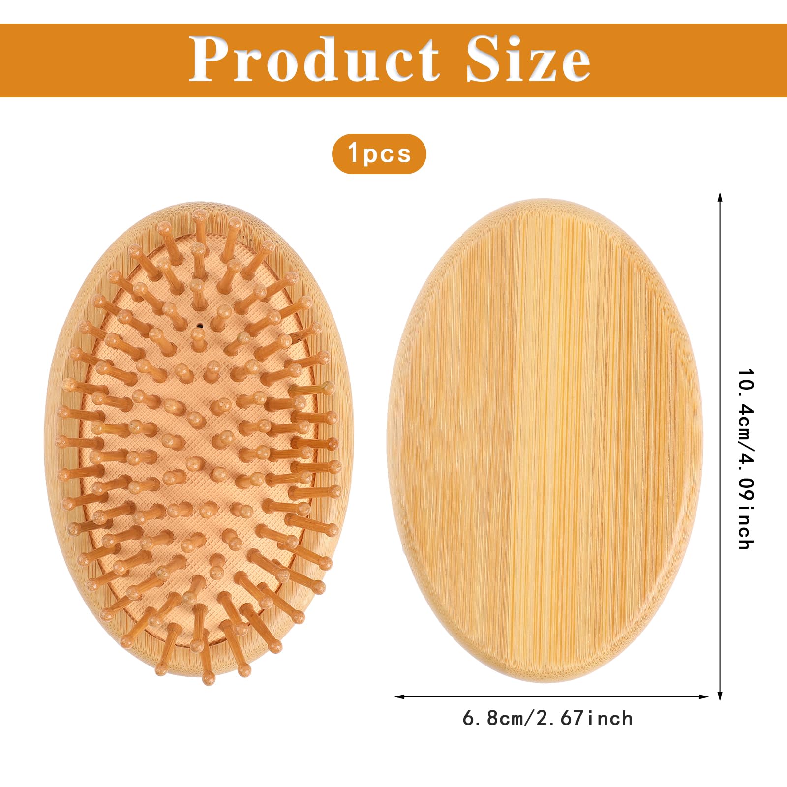Bamboo Massage Comb, Wooden Scalp Massager Wooden Hair Brush Round Portable Bamboo Comb Anti-Static Air Cushion Hairbrush Mini T