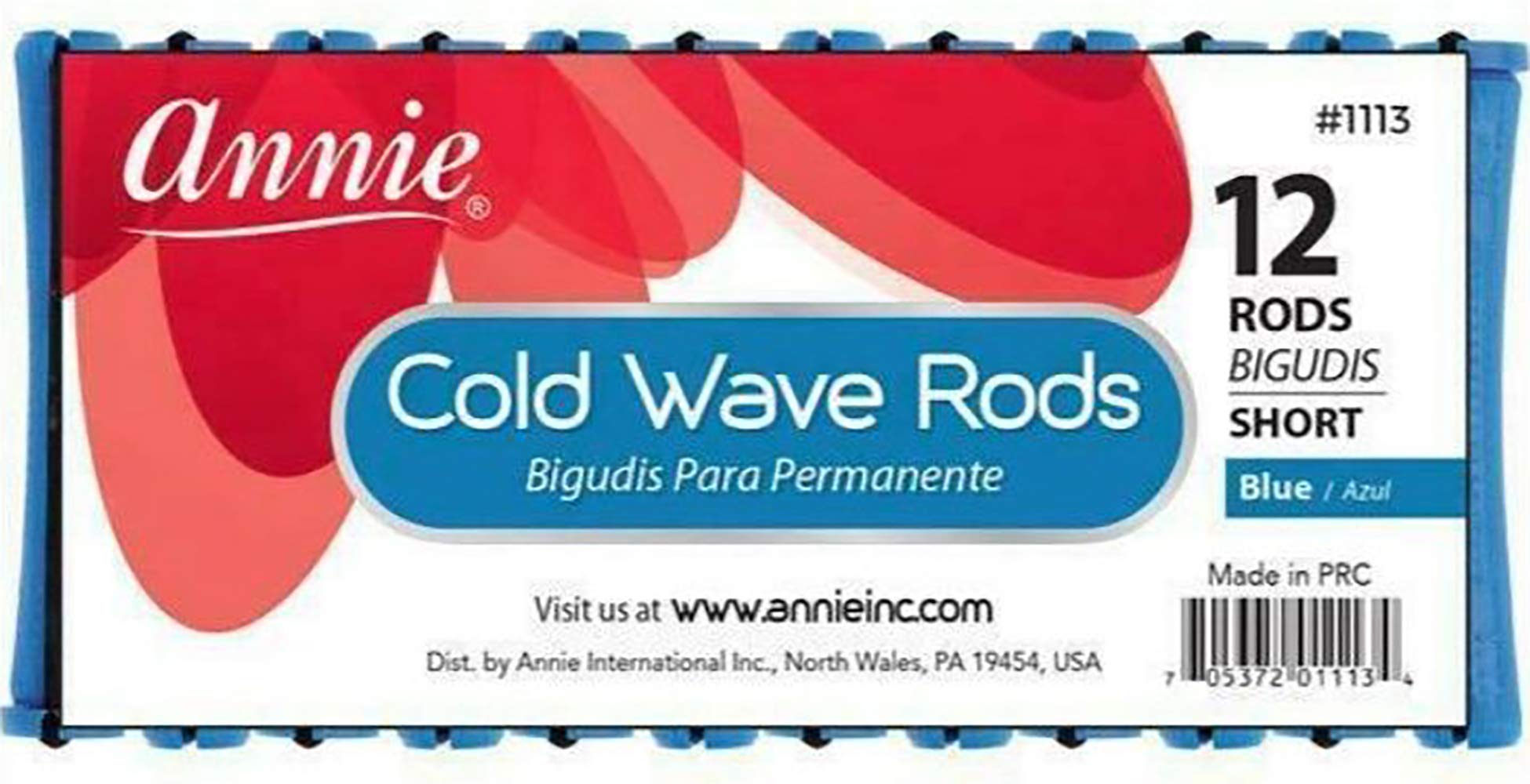 Annie Short Cold Wave Rods with Rubber Band for Hair Curling and Perm Styling  Blue  Set of 3 Packs of 12 (36 Pieces)