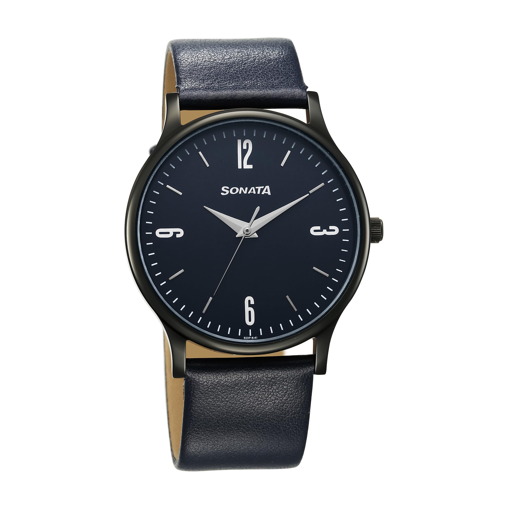 Sonata Aspire Quartz Analog Blue Dial Leather Strap Watch For Men-77105Nl11W/Nt77105Nl11W, Royal Blue Colour, Strap
