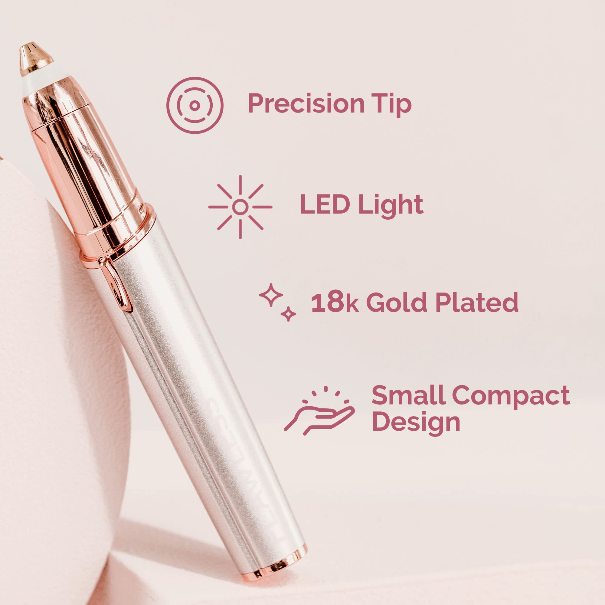 Finishing Touch Flawless Brows Eyebrow Hair Remover Electric Razor for Women with LED Light for Instant and Painless Hair Remova