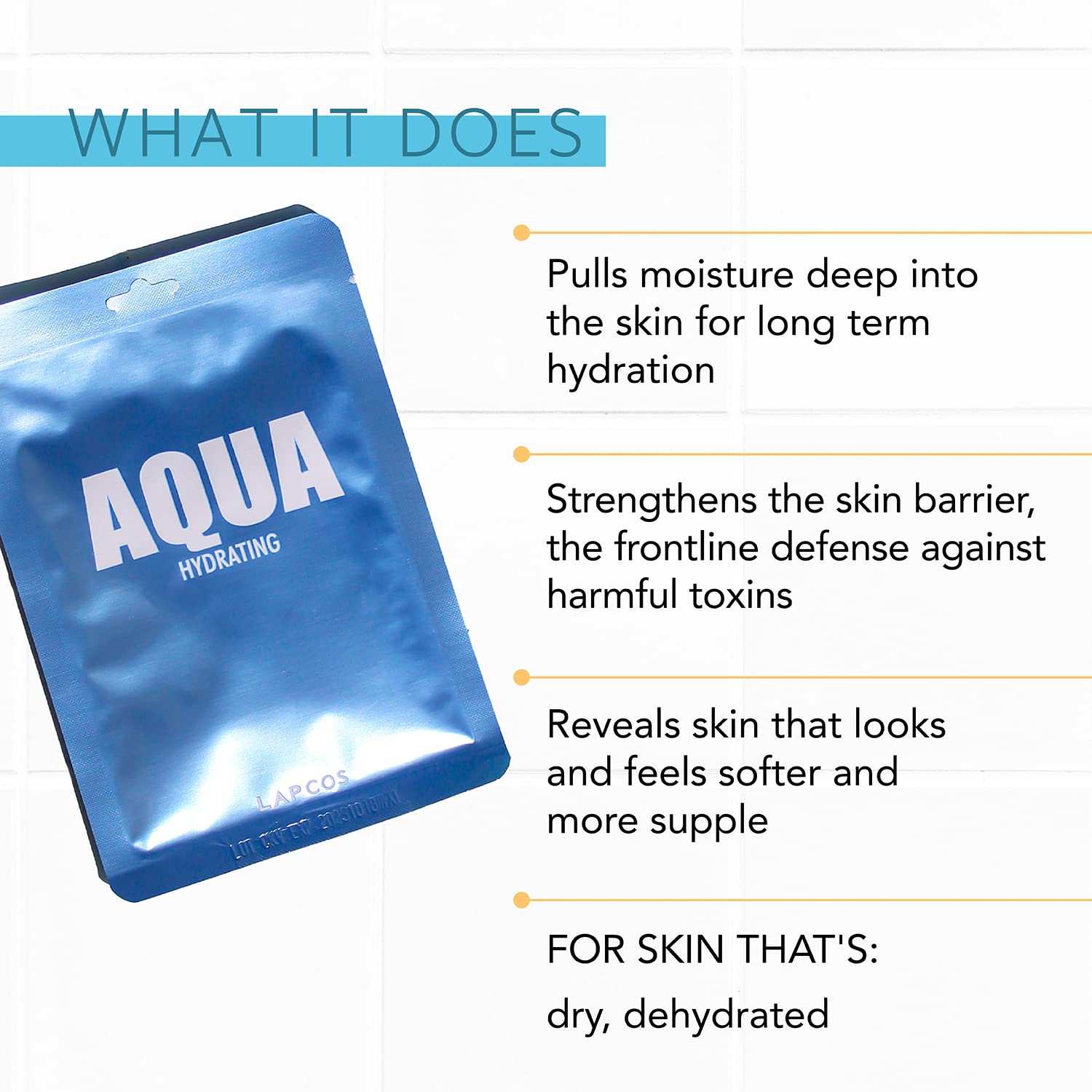 Lapcos Aqua Sheet Mask, Hydrating Daily Face Mask With Seawater And Plankton Extract To Nourish Skin, Korean Beauty Favorite, 5-