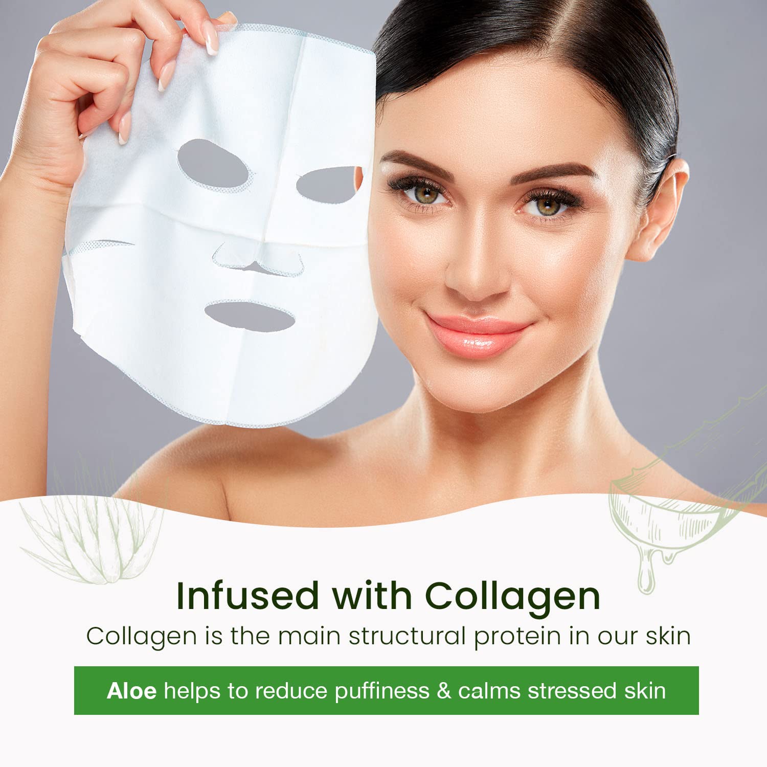 Natural Chemist Cucumber & Aloe Sheet Face Mask - Cools & Calms Stressed Skin, Reduces Puffiness, Moisturizing & Nourishing Shee