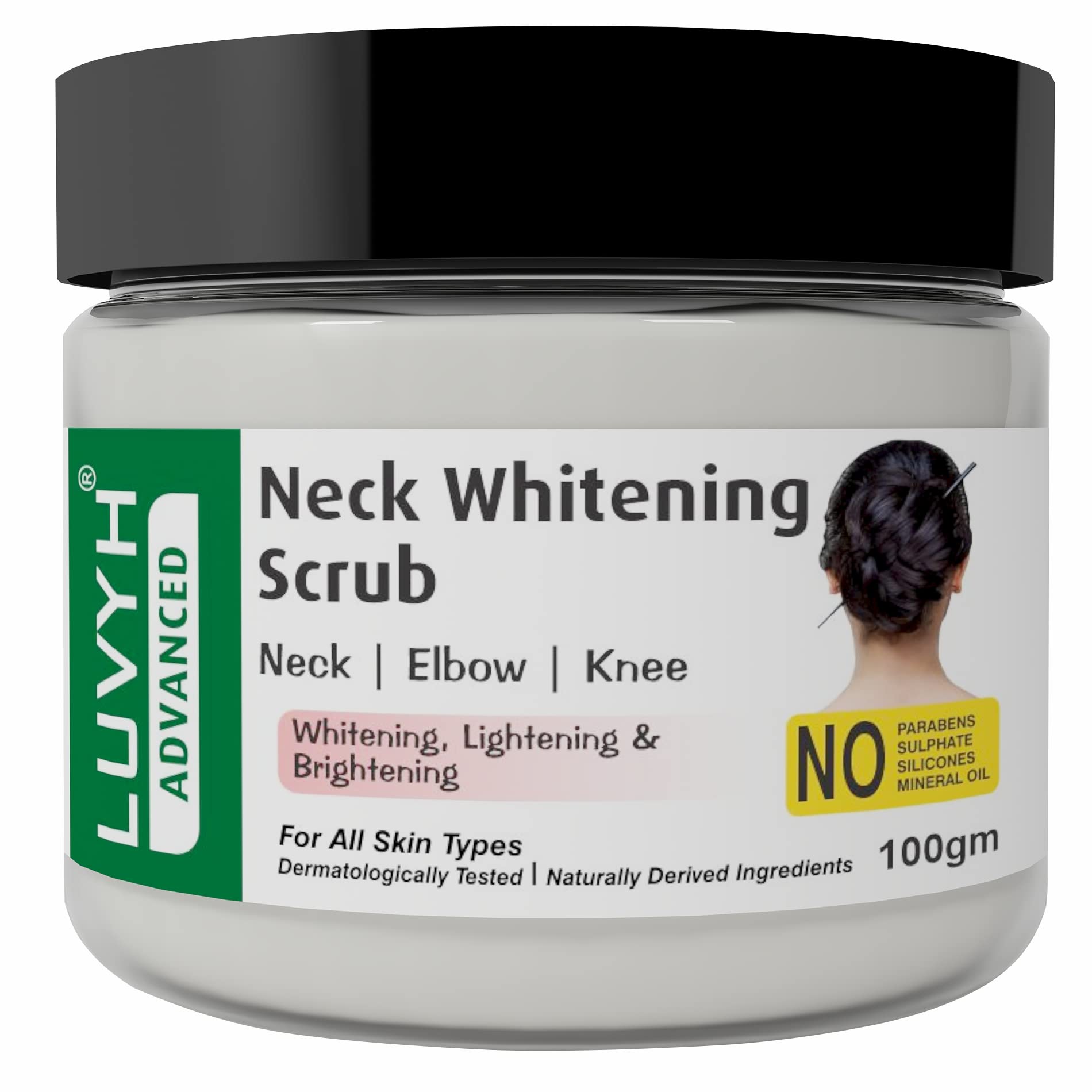 Luvyh Neck-Elbow & Knee-Feet Brightening Scrub For Reduces Blackness Of Neck, Elbo & Feet For All Body Skin Types- Scrub 100G, A