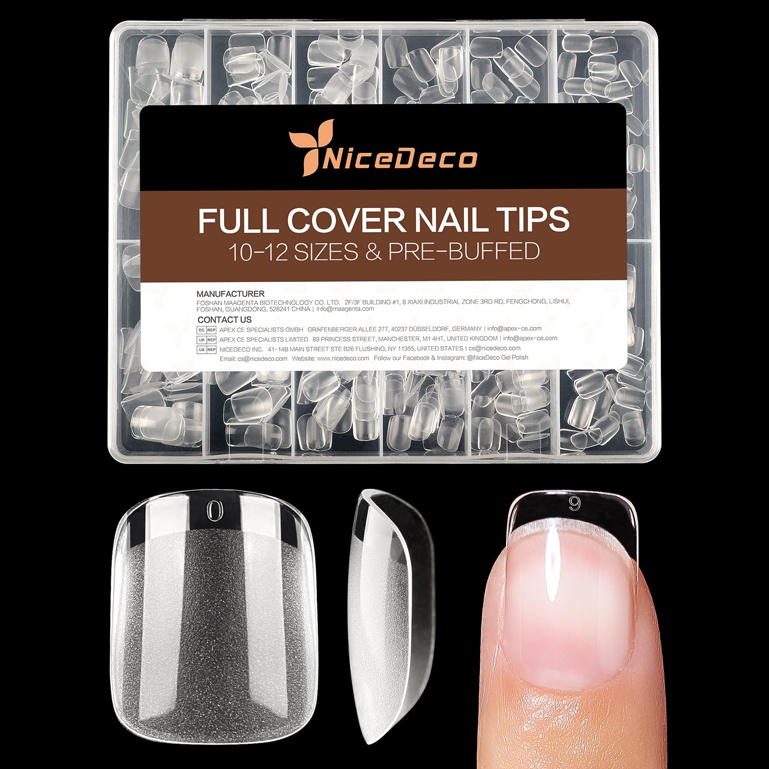 Nicedeco Gel Nail Tips Short Square Shape Nails, 504Pcs Pre Shaped Soft Tips Full Cover False Nails for Gel Nail Extensions Pres