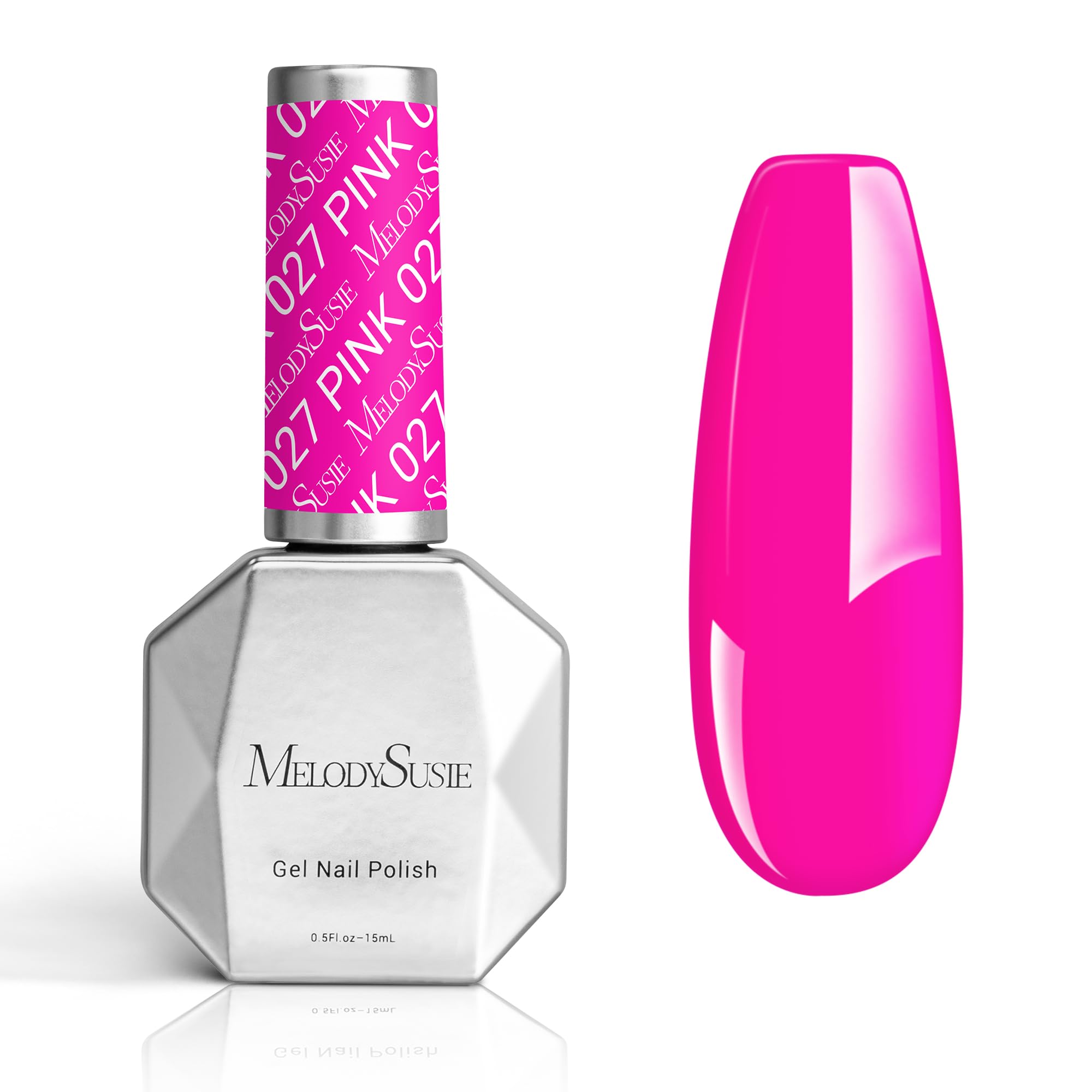 MelodySusie Thick Hot Pink Gel Nail Polish,Neon Pink Gel Polish Spring Summer Color 027, Gift for Women Soak Off UV LED Nail Lam