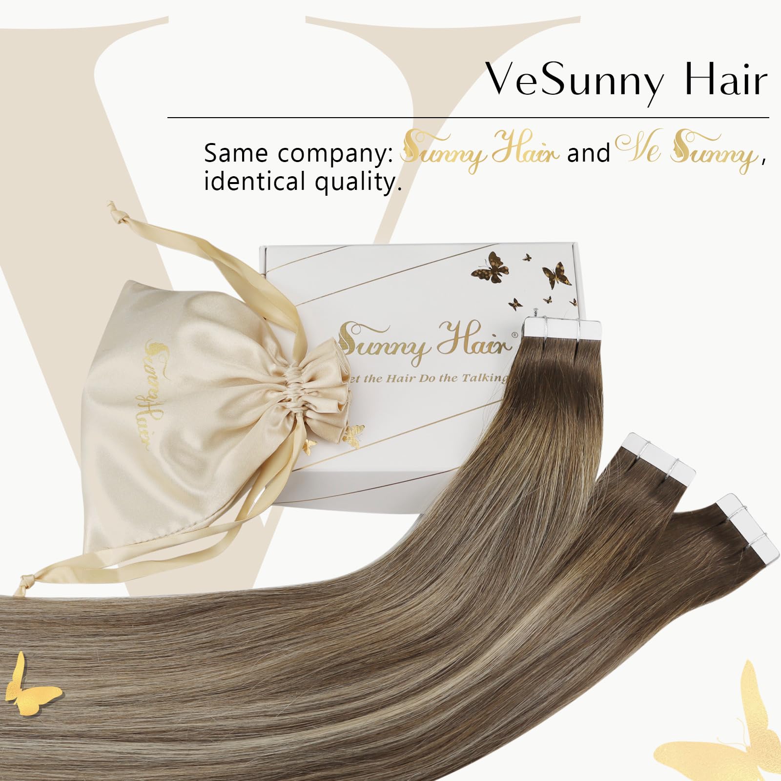 Ve Sunny 25G Tape In Hair Extensions Real Human Hair Brown Balayage Hair Extensions Tape In Dark Brown Balayage Light Brown Ombr