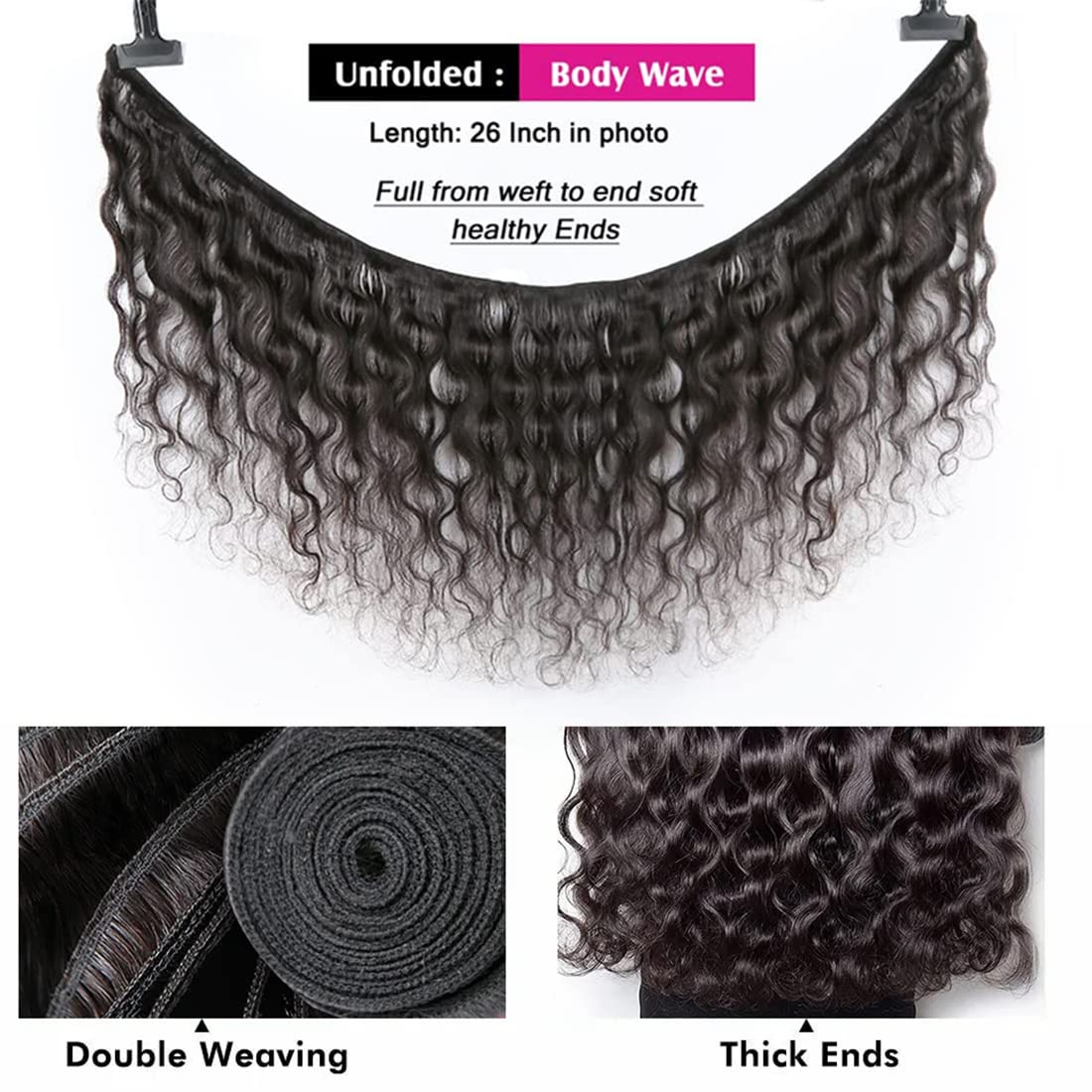Body Wave Bundles Human Hair(16 18 20 Inch)10A Grade 100% Unprocessed Human Hair Bundles Brazilian Body Wave 3 Bundles Human Hai