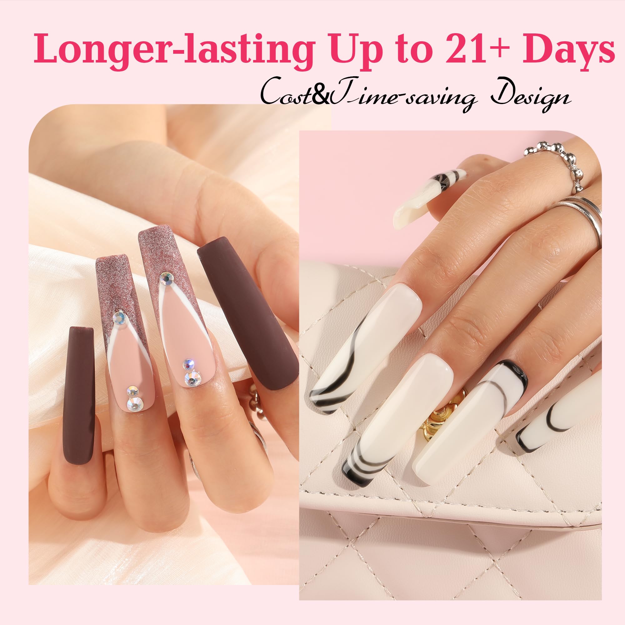 Una Gella Extra Long Tapered Sqaure Nail Tips Full Cover 504Pcs No C Curve Clear Gel Nail Tips Xxl Long Straight Nails Tips Acry