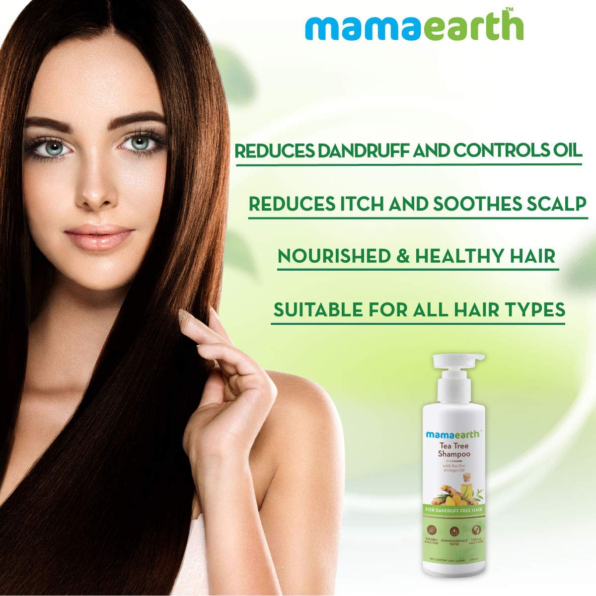 Mamaearth Tea Tree & Ginger Anti Dandruff Shampoo | Build Up & Oil Cleanser | Reduces Flakes & Soothes Itchy Scalp | Unisex, Sui