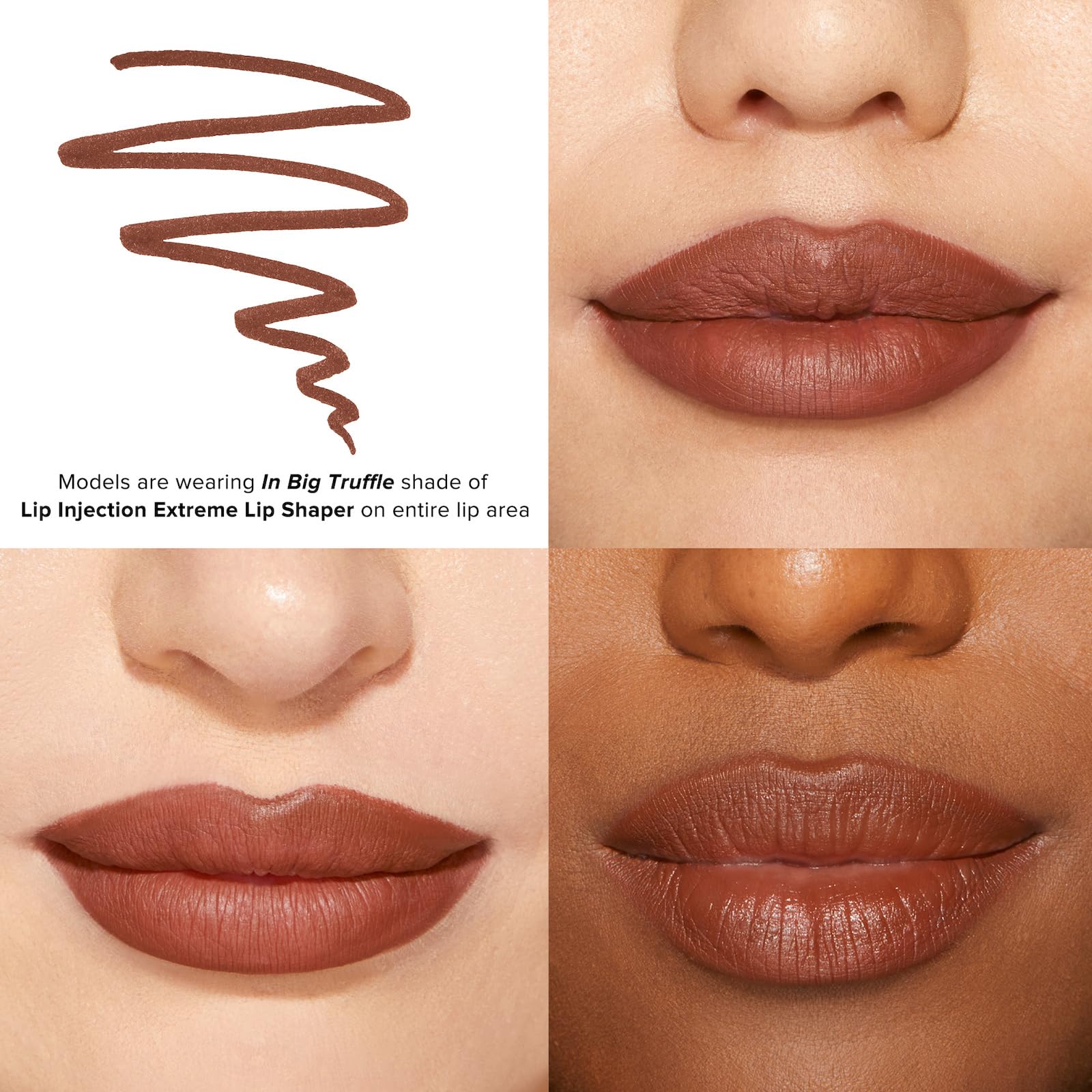 Too Faced Lip Injection Extreme Lip Shaper - Long Lasting, Smudge Proof, 0.01 Ounce, 05 In Big Truffle (Chocolate Nude)