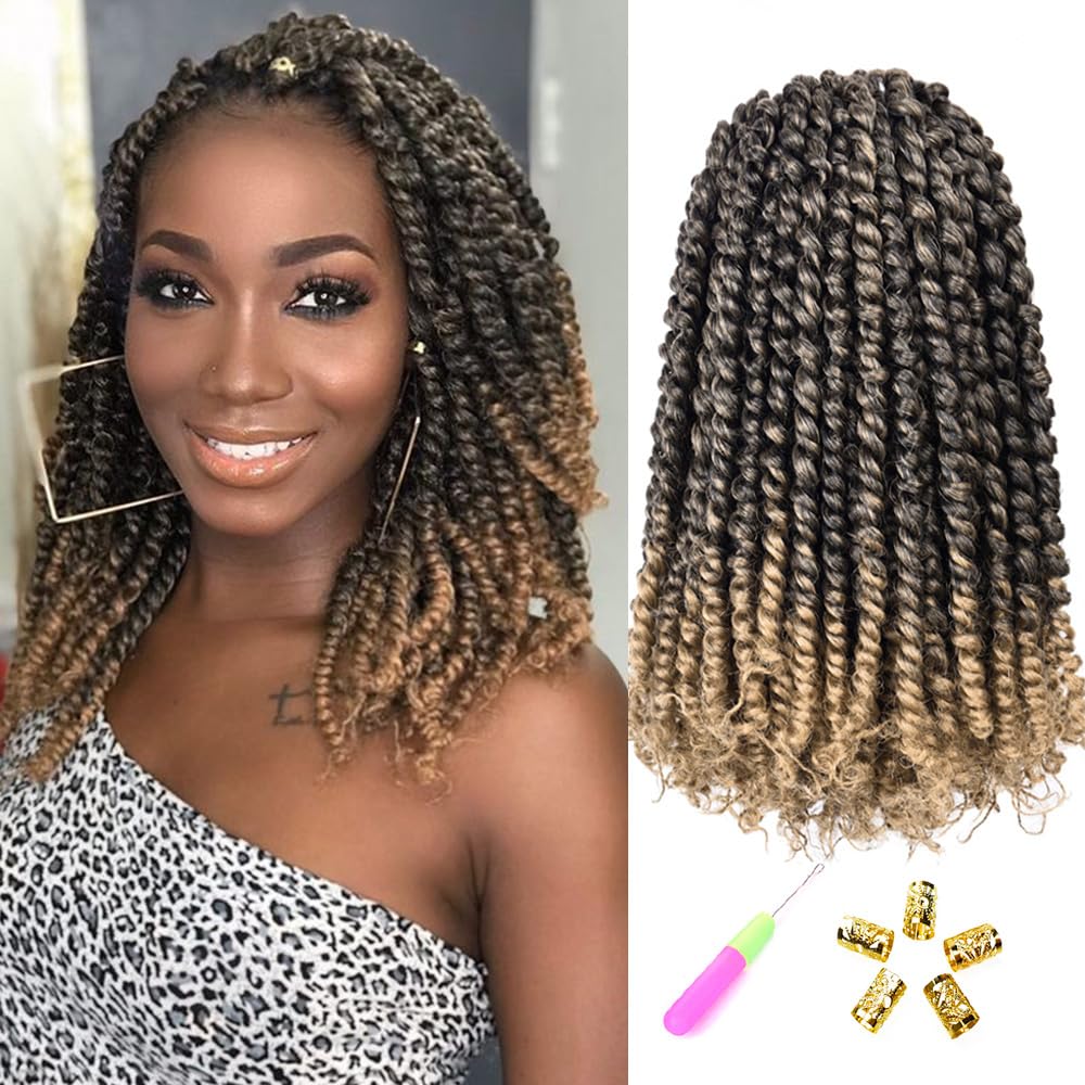 12 Inch Passion Twist Crochet Hair For Black Women 8 Packs Pre-Twisted Passion Twist Hair Crochet Braids Pre-Looped Bohemian Twi
