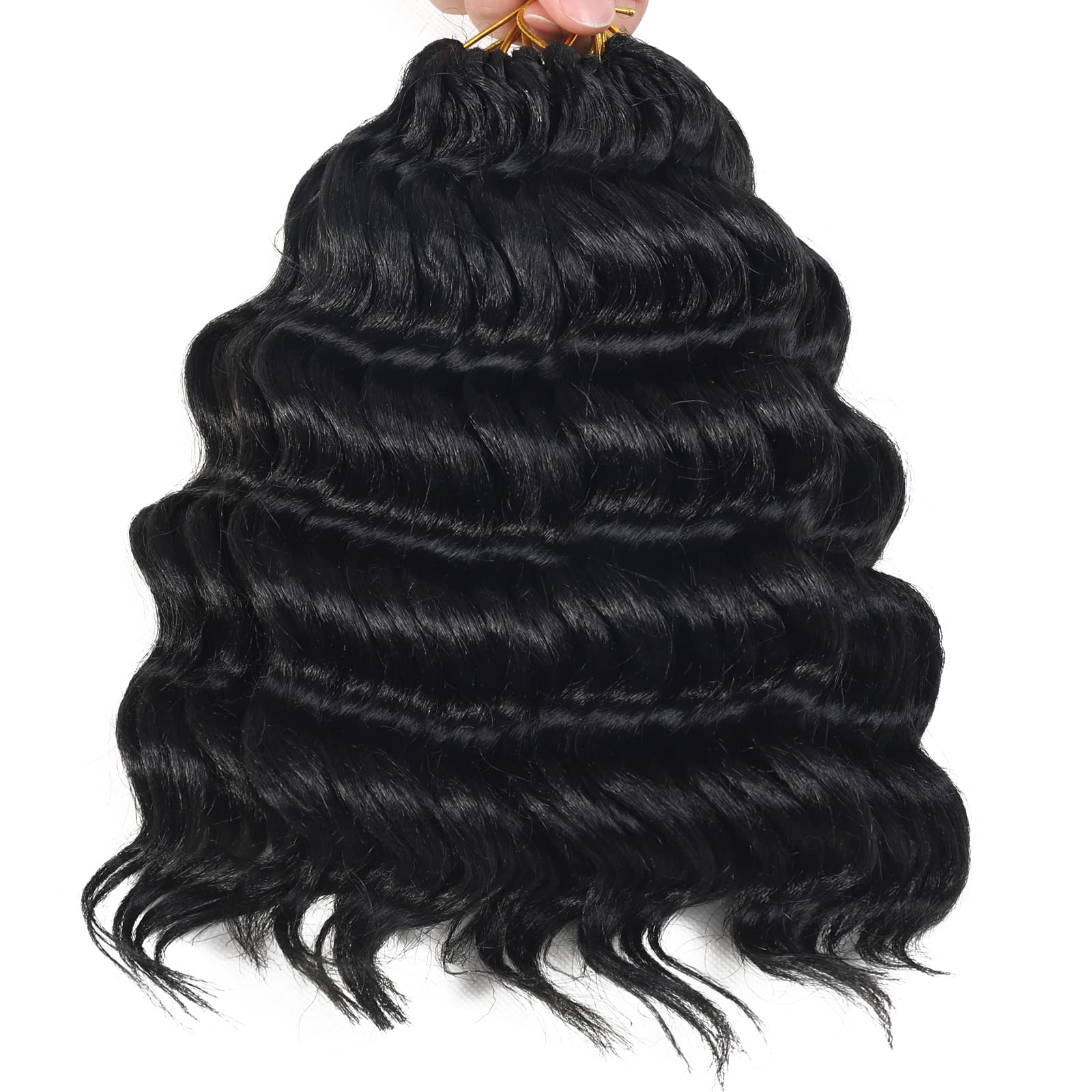 Ocean Wave Crochet Hair Pre Looped 9 Inch Curly Crochet Hair Ocean Wave 7 Packs Deep Wave Short Wavy Ocean Wave Crochet Braids H