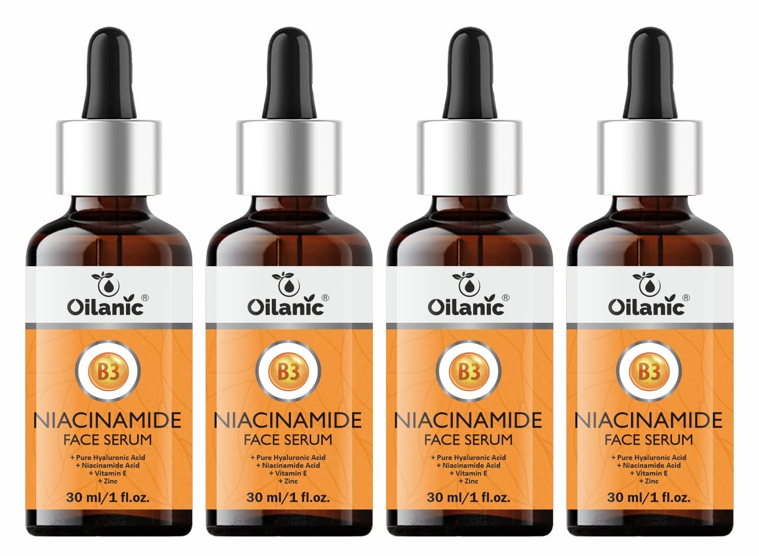 Oilanic Hydrating Niacinamide Face Serum For Men And Women (Pack Of 4, Each 30 Ml)|Lightweight, Oil Free Formula For Deep Nouris