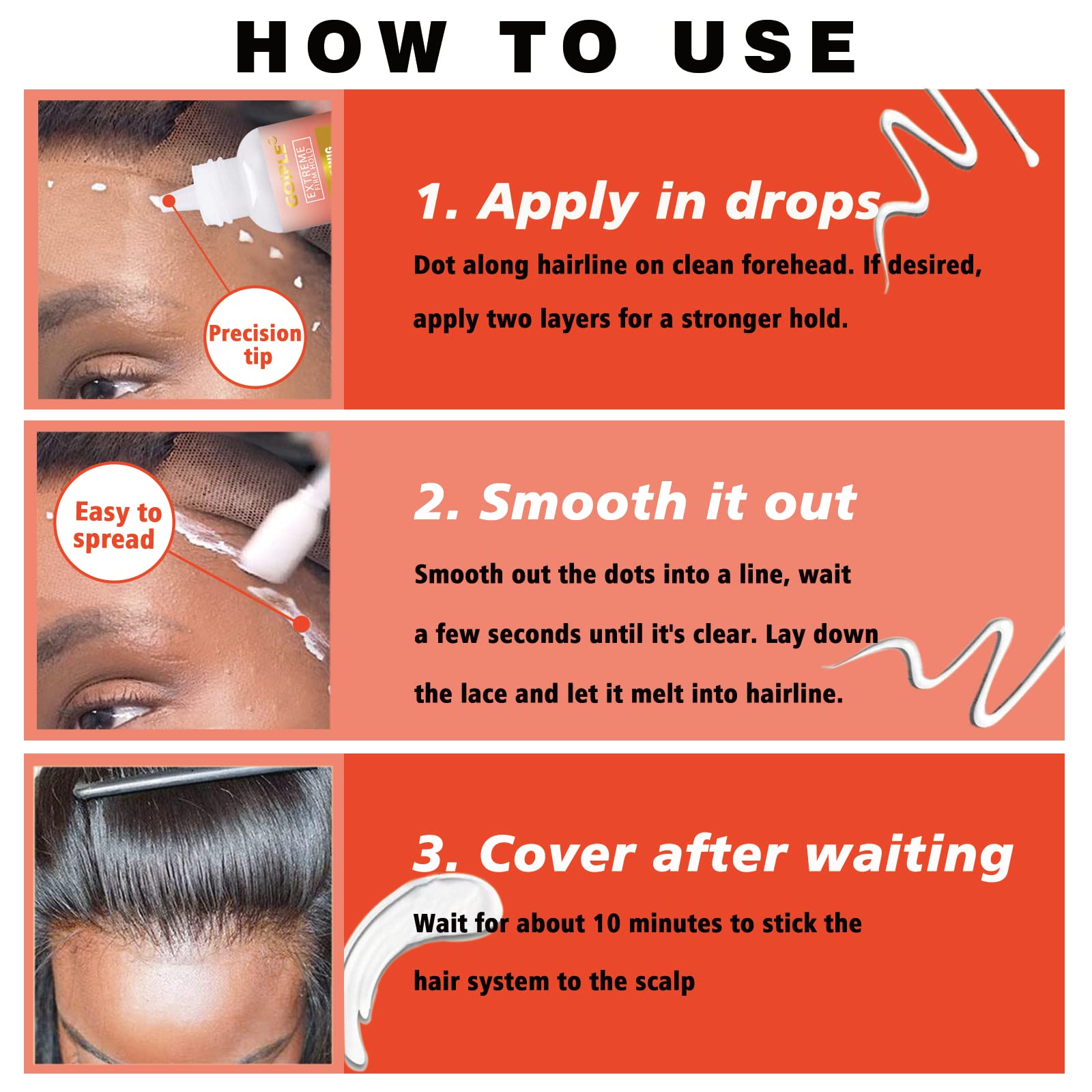 Wig Glue Lace Glue Waterproof Lace Front Wig Glue For Wigs With Tools And Hair Wax Stick (Wig Glue/Wig Glue Remover/Hair Wax Sti