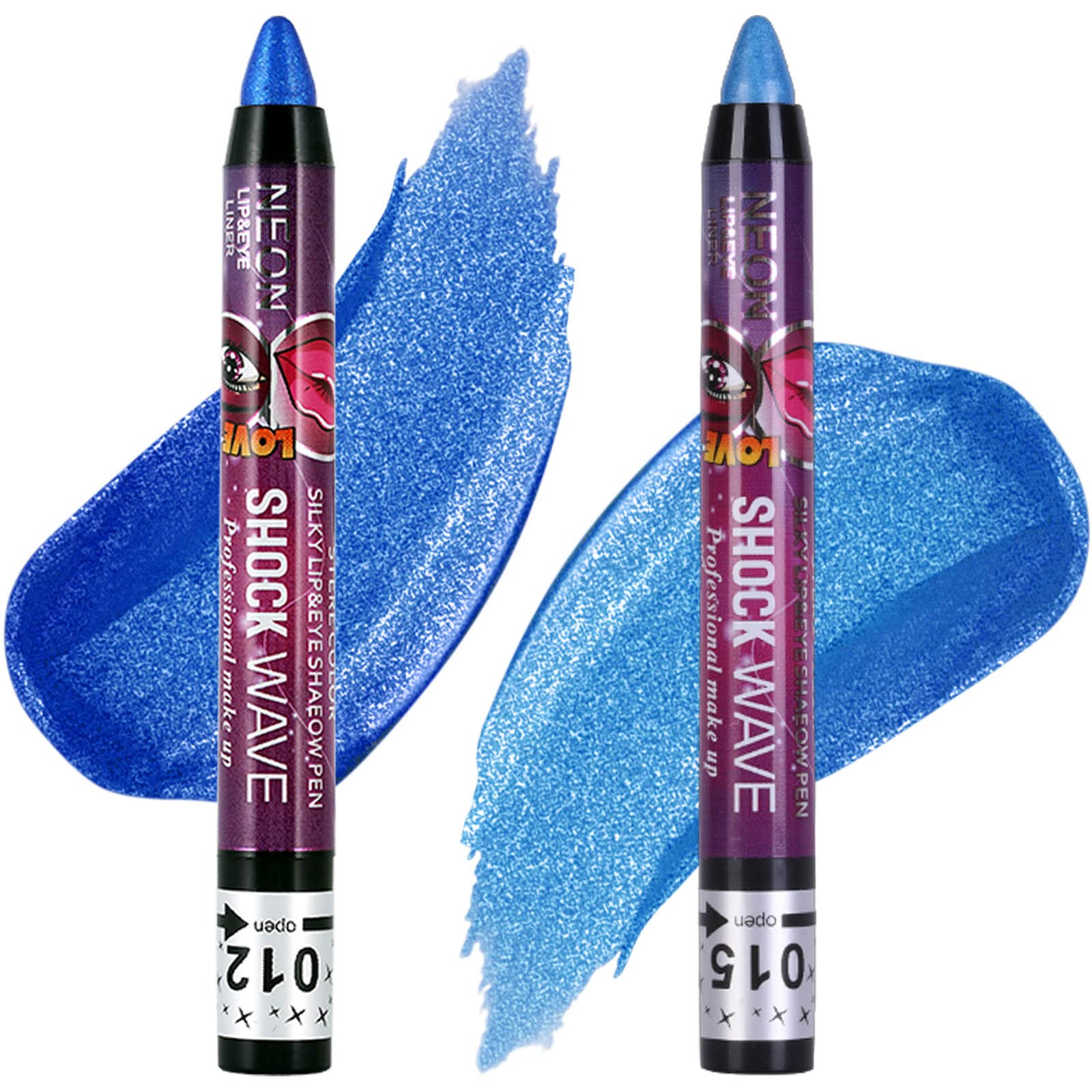 Meicoly 2Pcs Blue Eyeshadow Stick,Blue Eyeshadow For Halloween Corpse Bride Avatar Sally Makeup,Metallic Shimmer Crayon,Waterpro