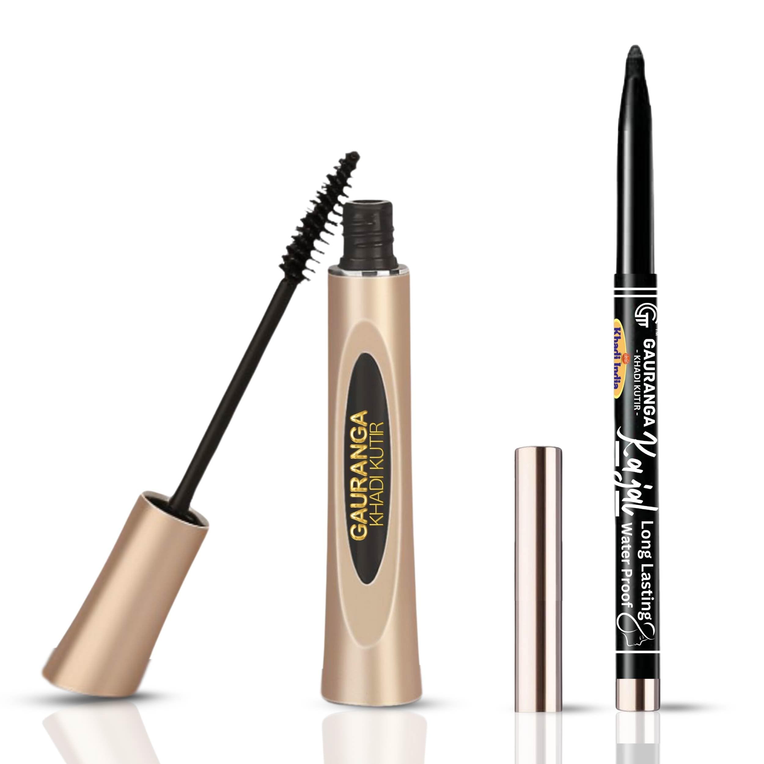 Gauranga Khadi Mascara & Kajal  Long Lasting & Waterproof, Almond Oil And Vitamin E Hydrate And Nourish The Eyes Intensely. Ing