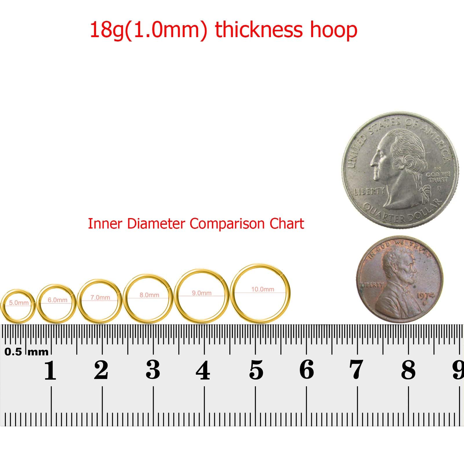 NewkeepsR 3PCS-1.0mm Gold Anodised Hinged Clicker Nose Hoop Rings, 18 Gauge 316L Steel Seamless Segment Sleeper Earrings Piercin