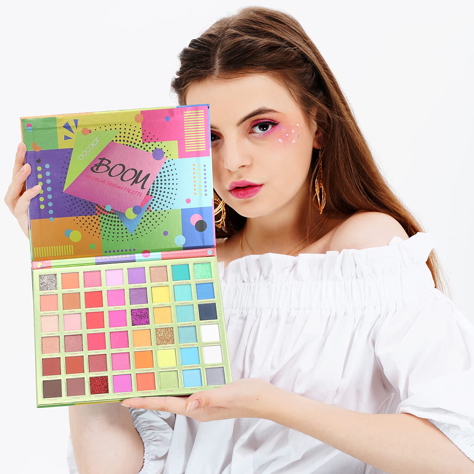 Docolor Eyeshadow Palette 48Colors Boom Eye Shadow Palette Highly Pigmented Mattes Glitter Shimmers Naked Smokey Cream Powder Bl