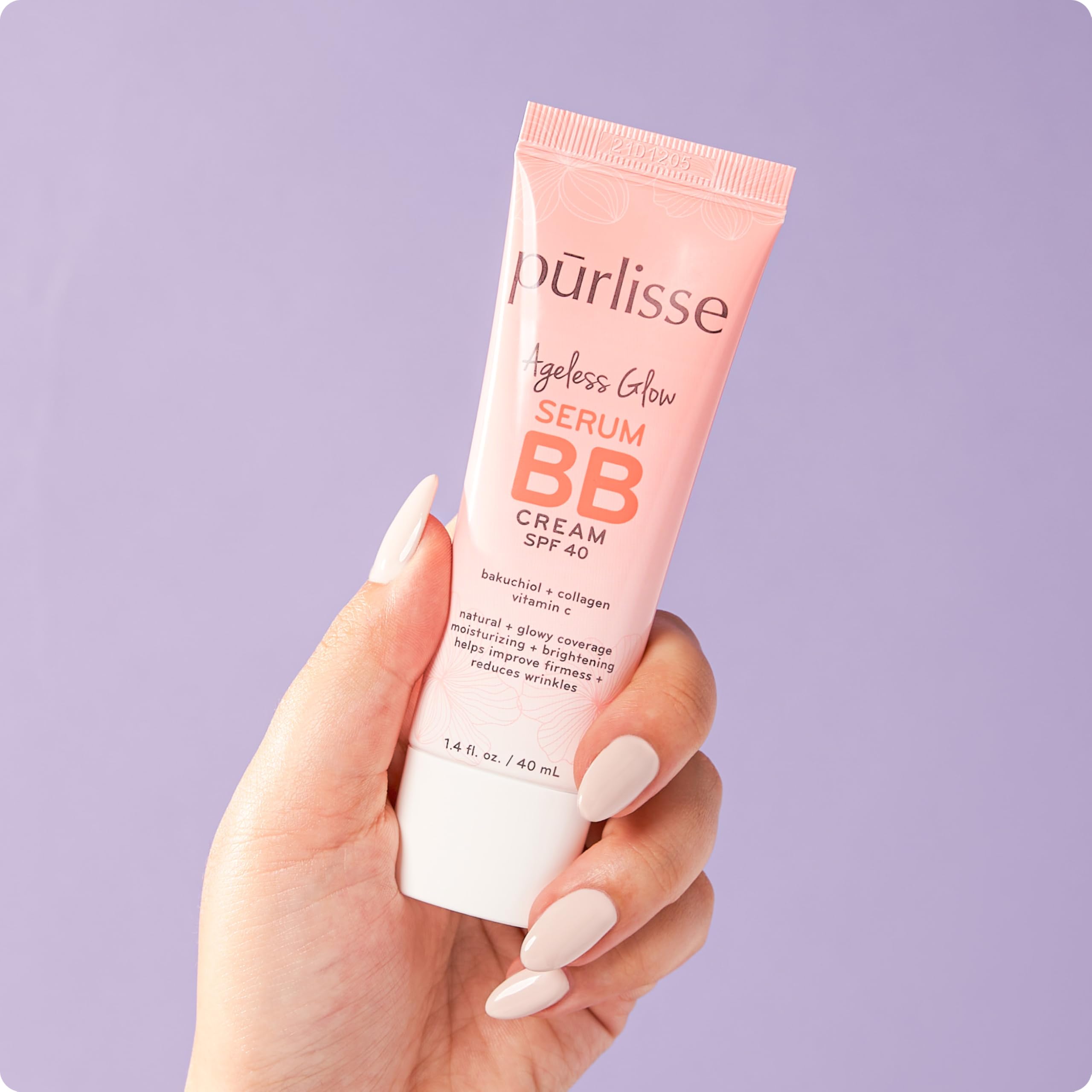 purlisse Ageless Glow Serum BB Cream SPF 40 - Glow BB Cream with SPF Enriched with Bakuchiol & Vitamin C to Help Improve Firmnes