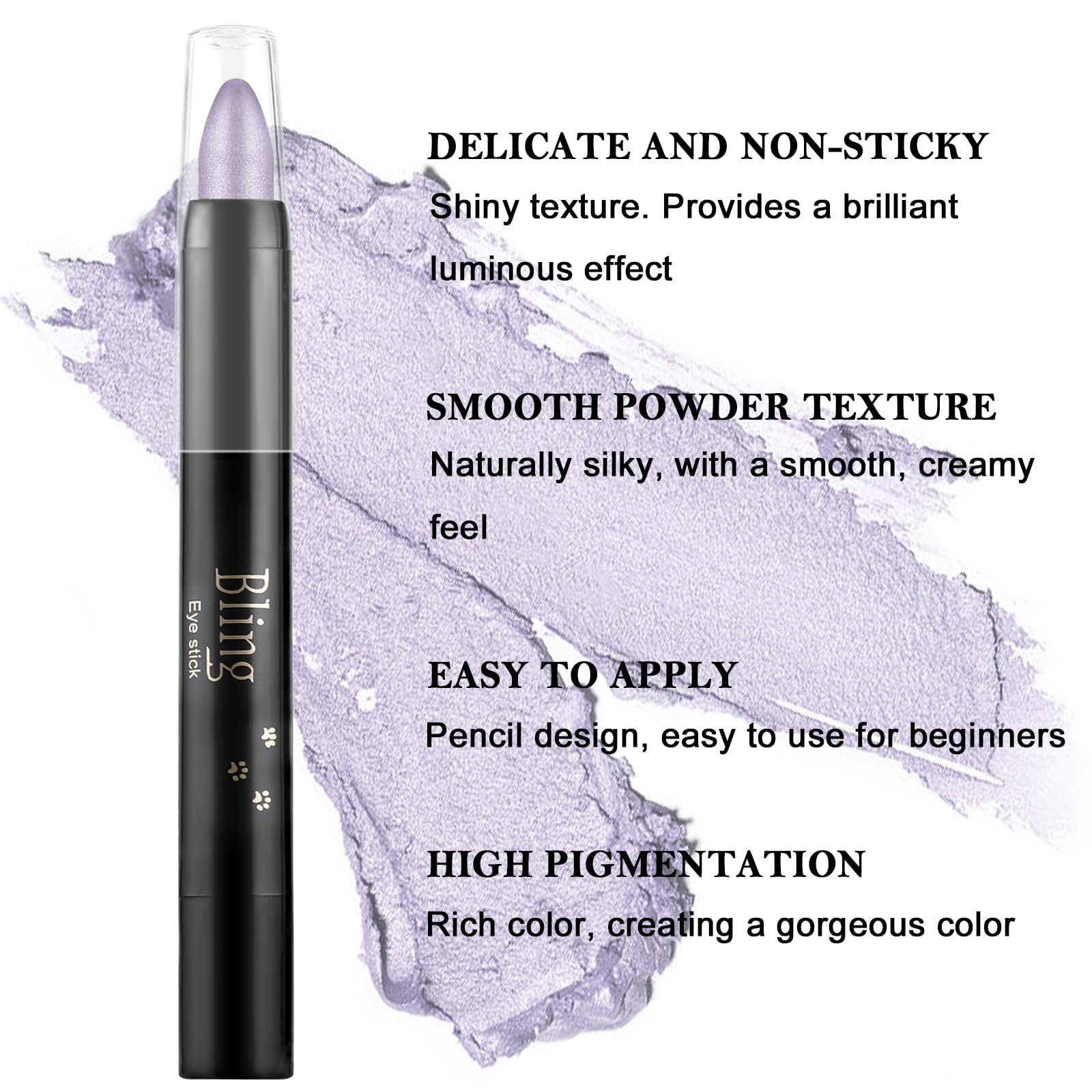 Boobeen Waterproof Eyeshadow Stick - Shimmer Cream Eyeshadow Pencil Create Glitter Eye Makeup, Easy to Use (08#)