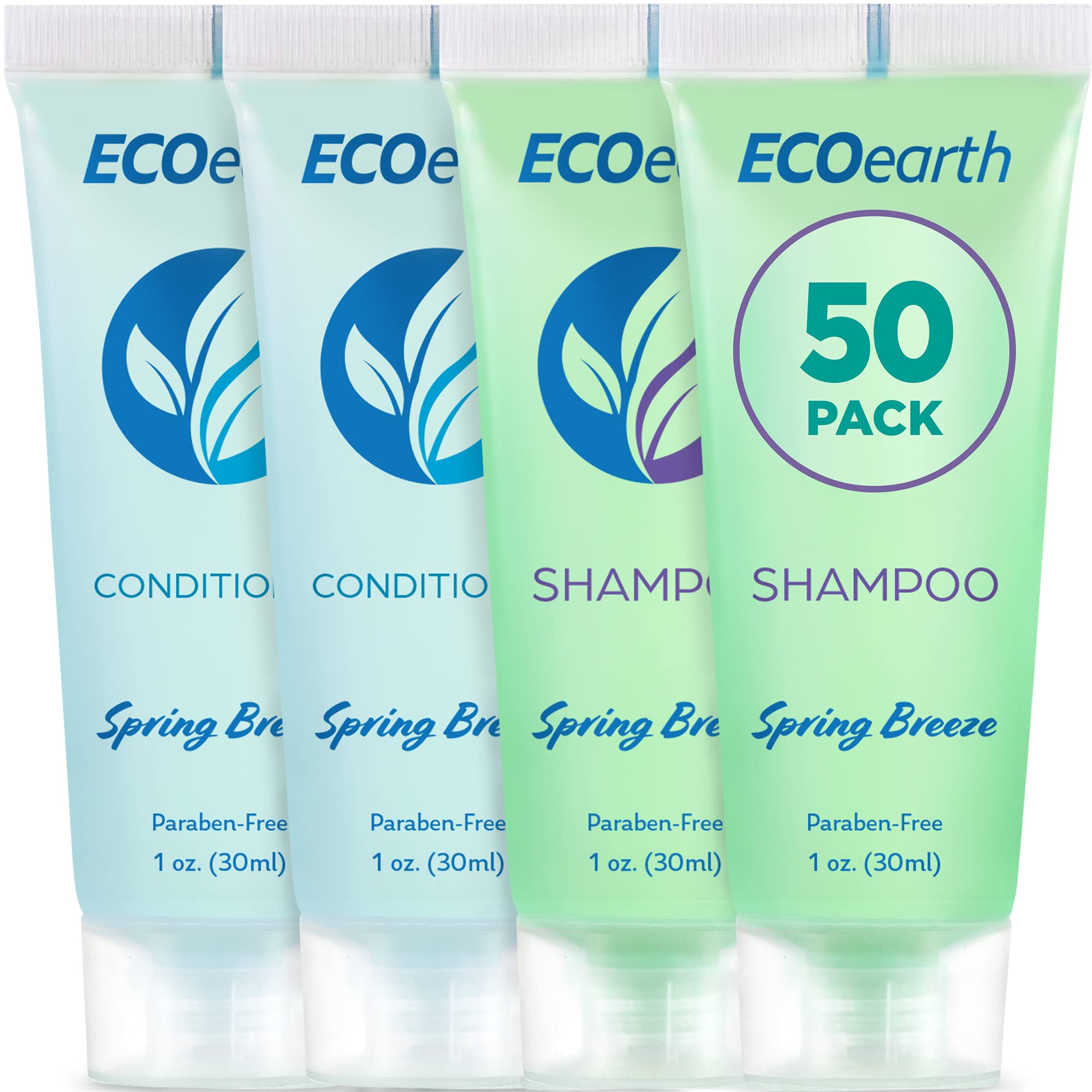 Ecoearth Travel Shampoo And Conditioner Set (1 Fl Oz, 100 Pieces, Spring Breeze), Delight Your Guests With A Revitalizing And Re
