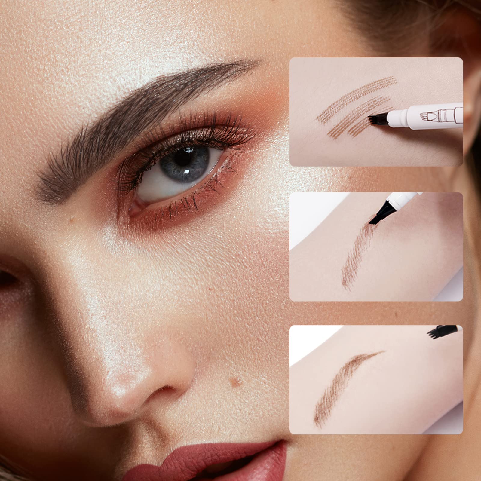 Music Flower Eyebrow Pencil, Liquid Eyebrow Pen, Waterproof Brow Pen With Micro-Fork Tip, Smudgeproof Long Lasting Fine Sketch M