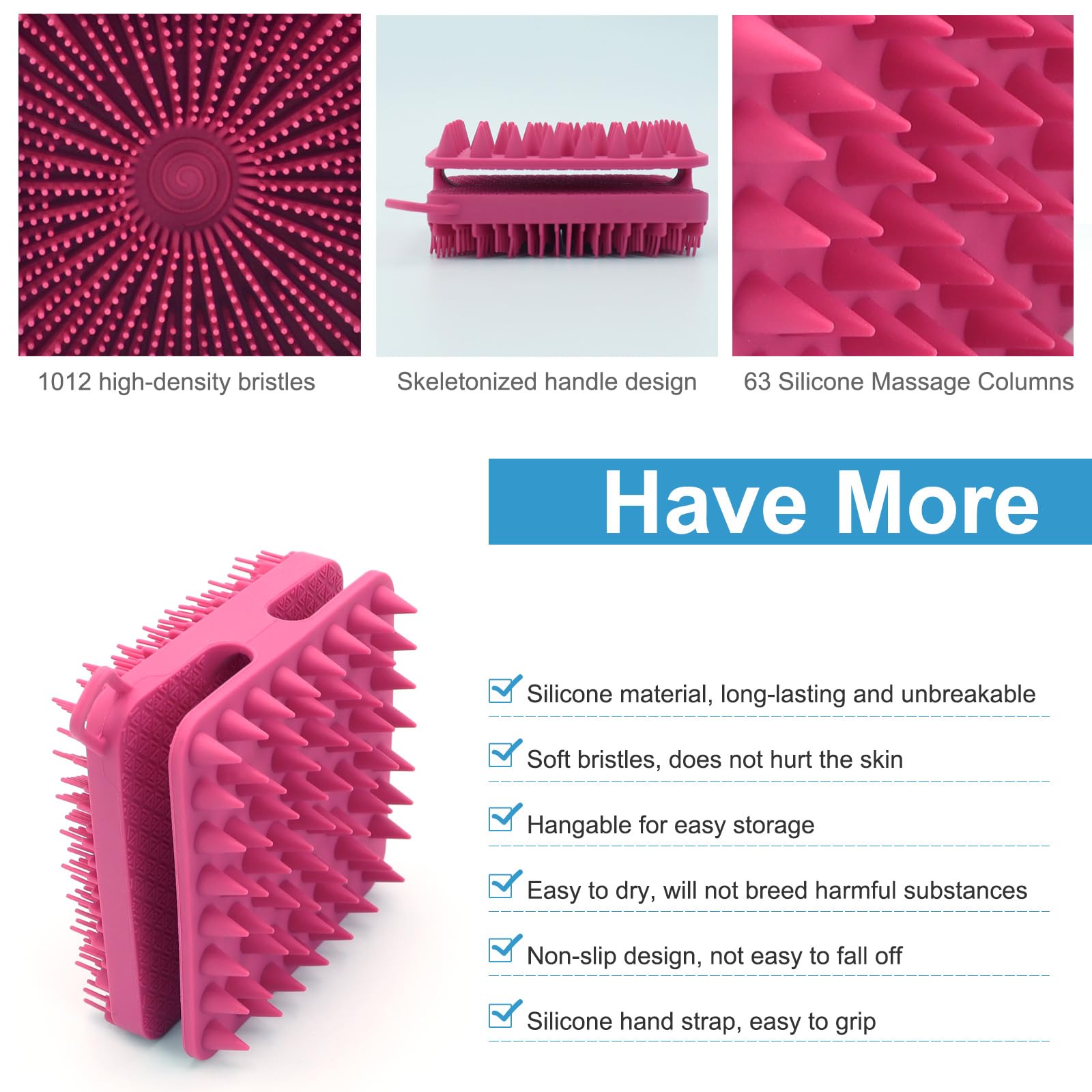 Wetang Silicone Body Scrubber Women, Dual-Sided Design Exfoliating Body Scrubber And Scalp Massager, Shower Scrubber For Body, S