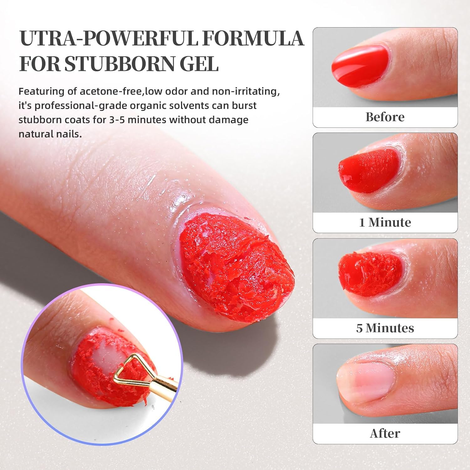 Gel Polish Remover, Professional Gel Remover for Nails, Quick & Easy Polish Remover In 3-5 Minutes, No Need for Foil Soaking Or
