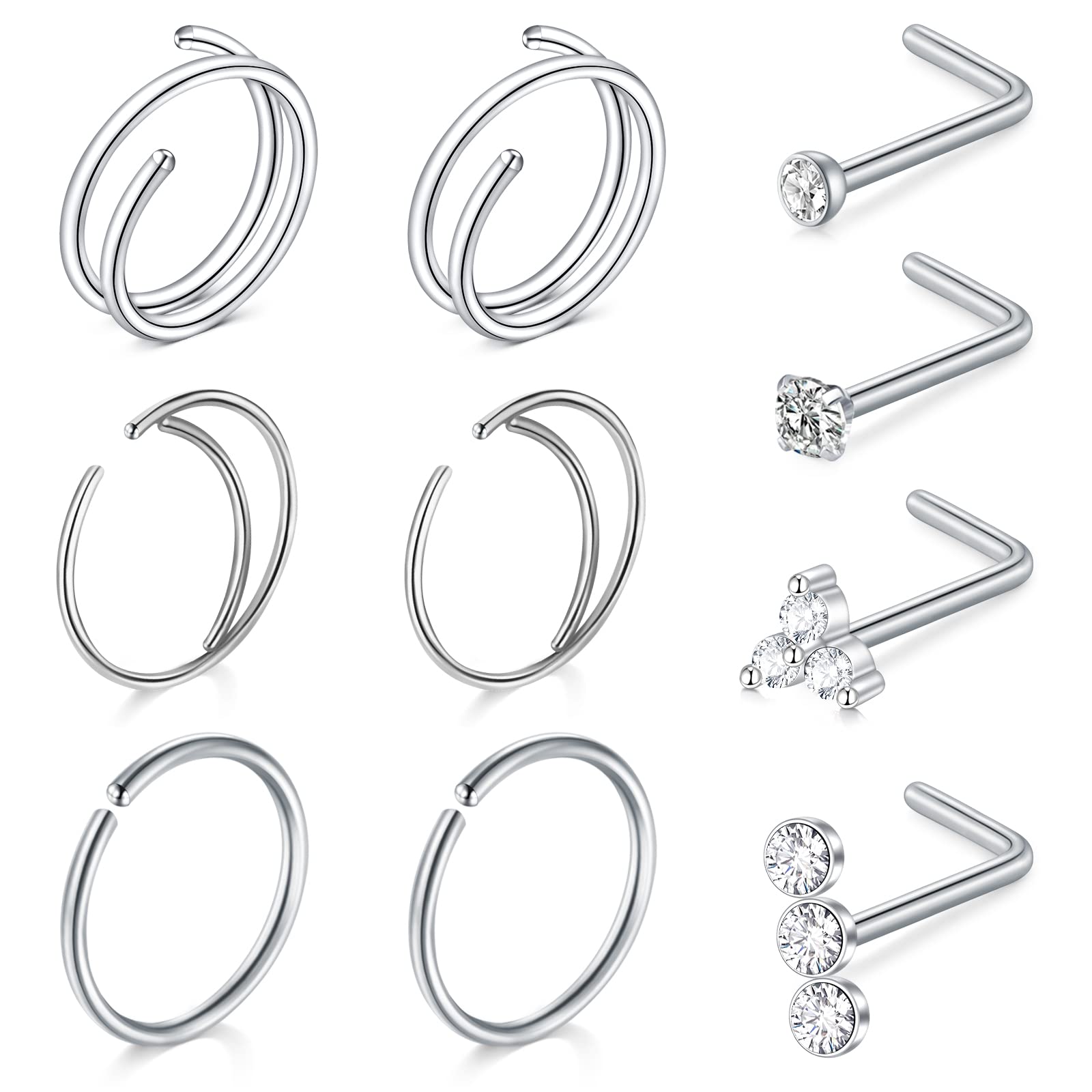 QWALIT Nose Rings Nose Rings Hoops Double Hoop Nose Rings for Women Nose Piercings Jewelry Double Nose Ring for Single Piercing 