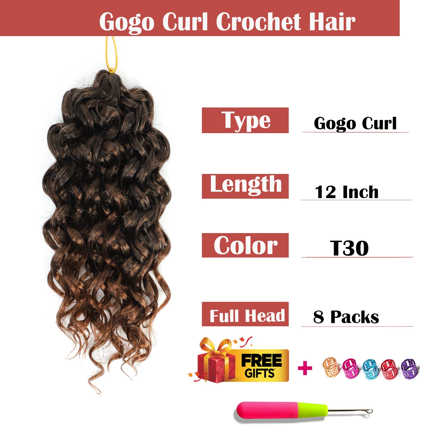 Gogo Curl Crochet Hair 12 Inch 8 Packs Short Curly Crochet Hair For Blcak Women - Beach Curl Crochet Hair - Deep Wave Crochet Ha
