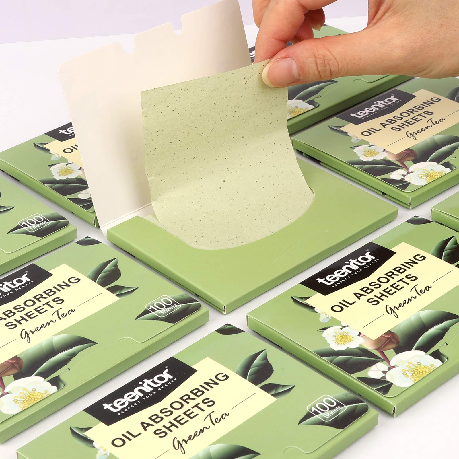 800 Counts Natural Green Tea Oil Control Film, Teenitor Oil Absorbing Sheets for Oily Skin Care, Blotting Paper