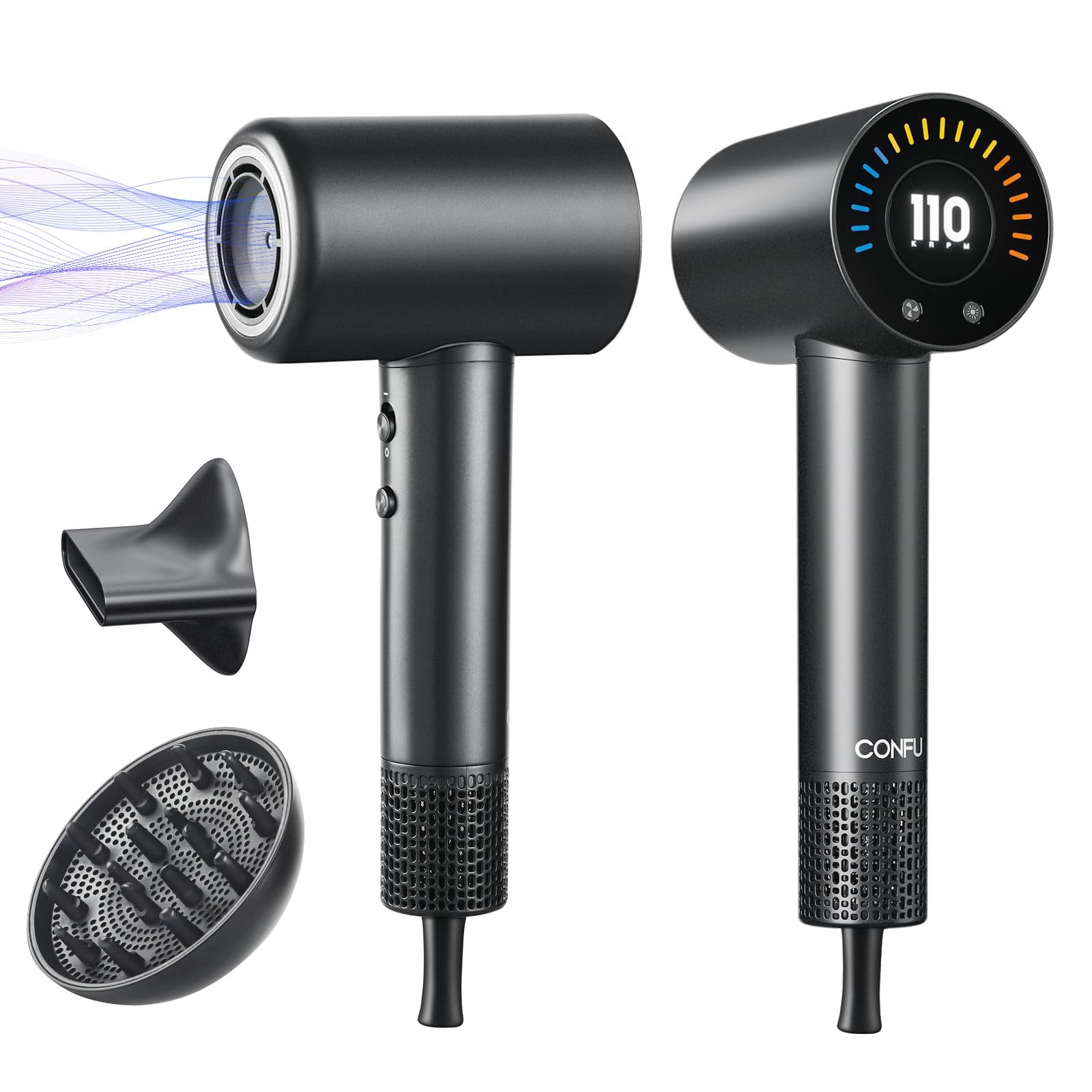 Hair Dryer with Diffuser for Curly Hair, Portable Blow Dryer for Women and Men, Professional Lightweight High Speed Ionic Hair D
