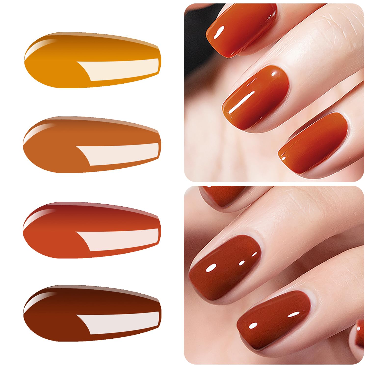 Vishine Gel Nail Polish Set - 4 Colors Pumpkin Spice Yellow Orange Carrot Color Collection Nail Art Nail Polish Uv Led Gel Polis