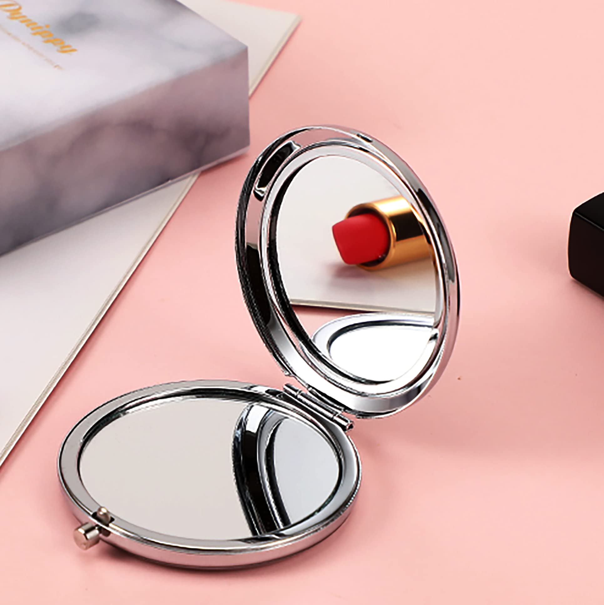 Ysunm Ming Heng Inspirational Personalized Travel Pocket Compact Makeup Mirror Gift For Sister, Best Friend, Classmate, Colleagu