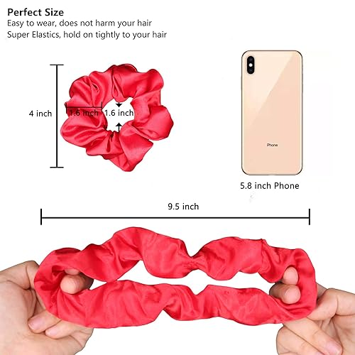 Hair Scrunchies Satin Scrunchies Silky Hair Accessories, Ponytail Makers for Braids, 60 Pack Headbands BeeVines Elastics Bobbles