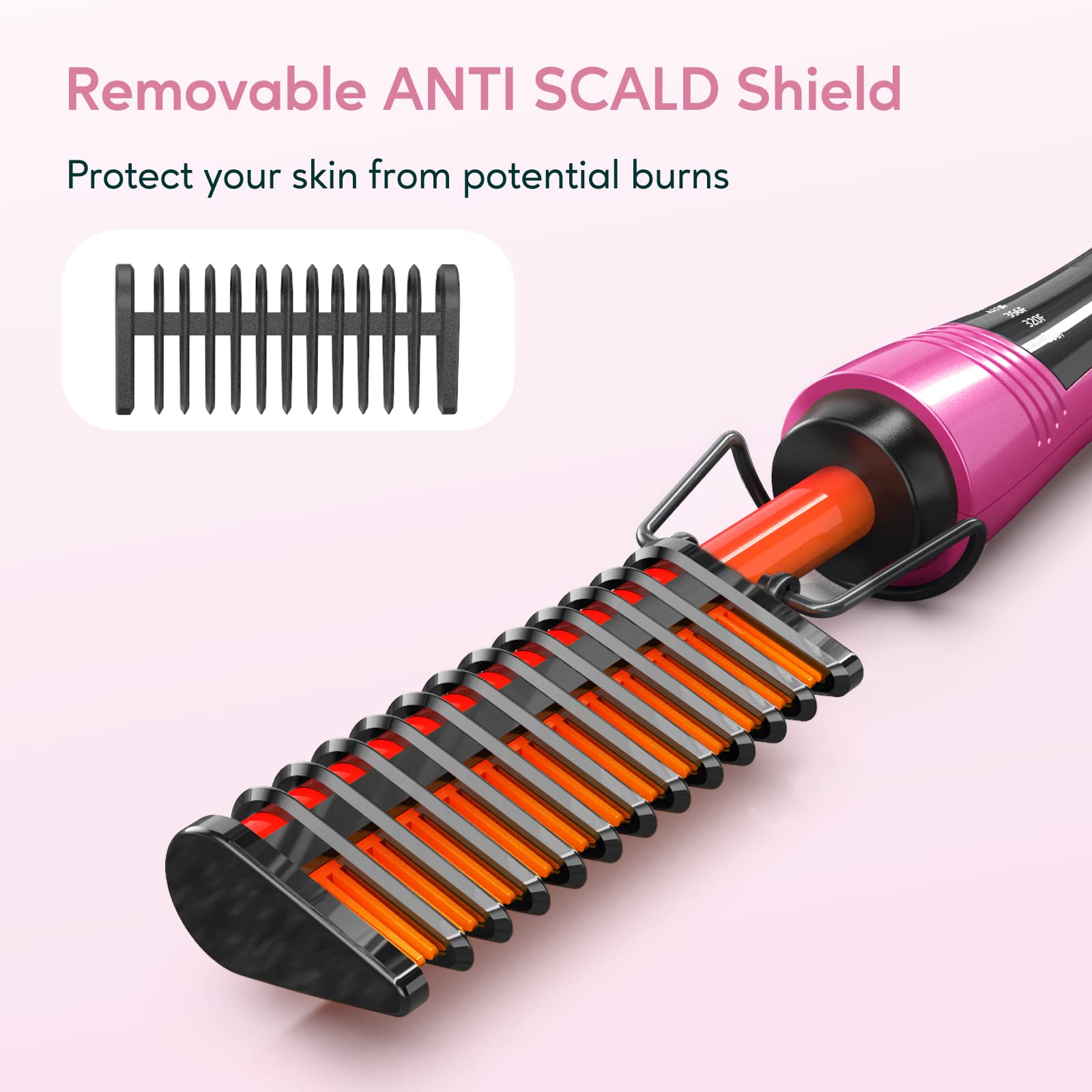 Hot Comb Electric By Terviiix, Pressing Combs For Natural Black Hair, Wigs & Beard, Anti-Scald Straightening Comb With Keratin &